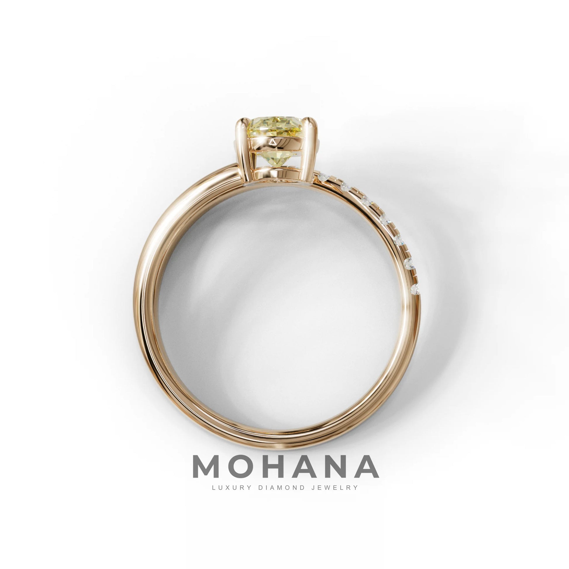 1.5 Carat S-Curve Yellow Oval Diamond Pave-set Diamond Ring - Bypass