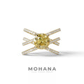 1.5 Carat Yellow Round Cut Criss Cross Lab Diamond Ring - Elegant - 10K Solid Gold / Yellow Gold