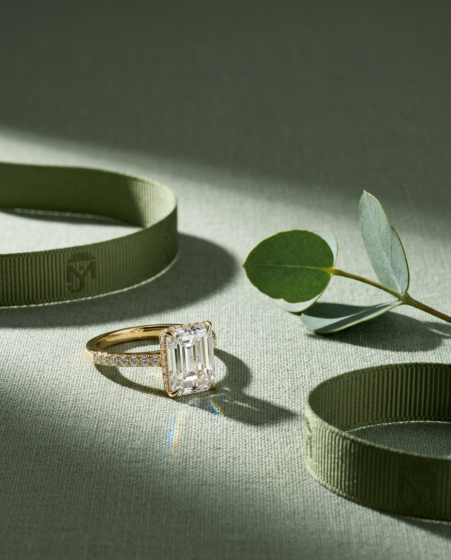 2.5 Carat Lab Grown Diamond Engagement Ring – Emerald Cut Hidden Halo | Siena - Engagement Ring
