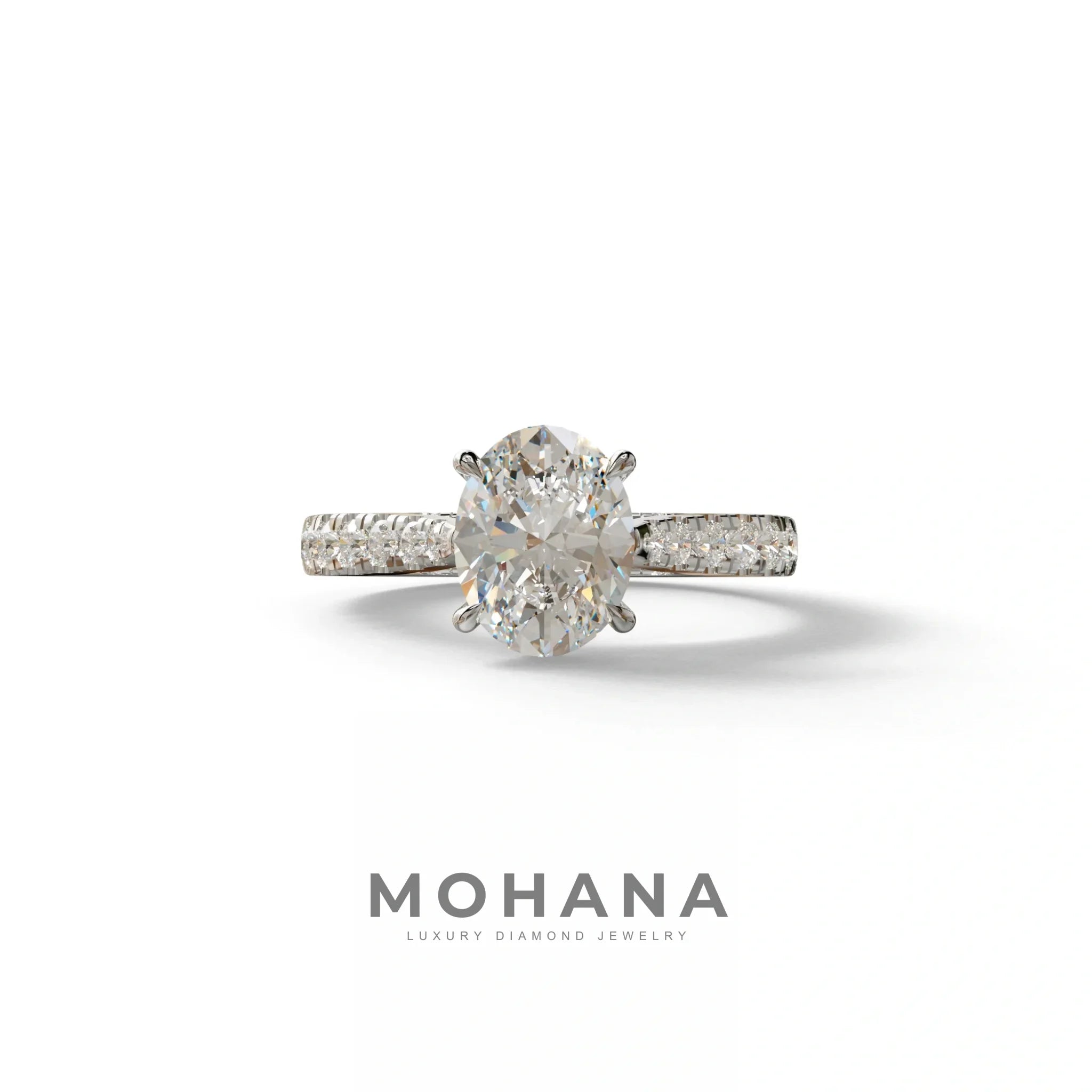 1.50 Carat E VVS Oval Cut Lab Diamond Engagement Ring - Scorpio - 10K Solid Gold / White Gold