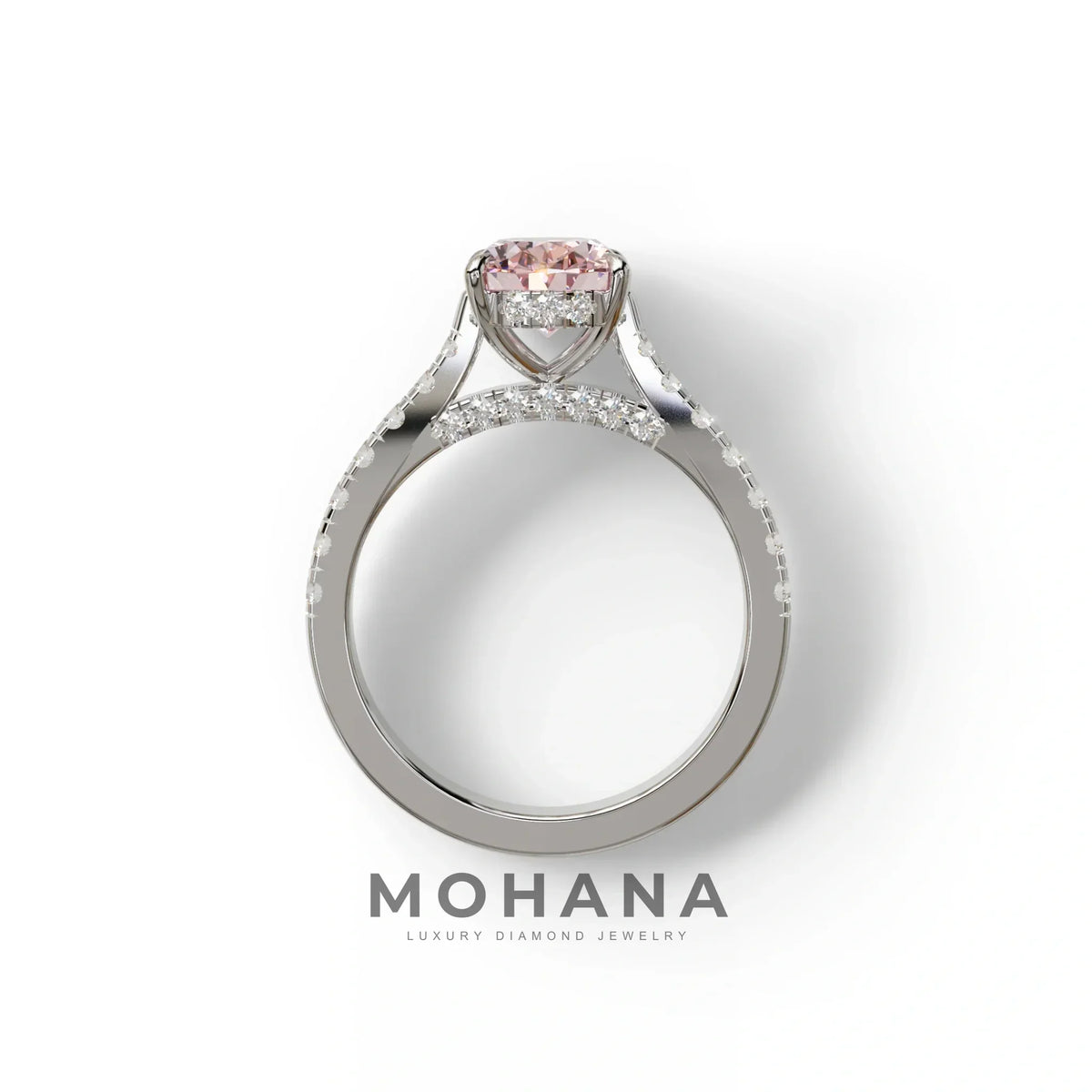 1.50 Carat Pink Oval Cut Lab Diamond Engagement Ring - Scorpio