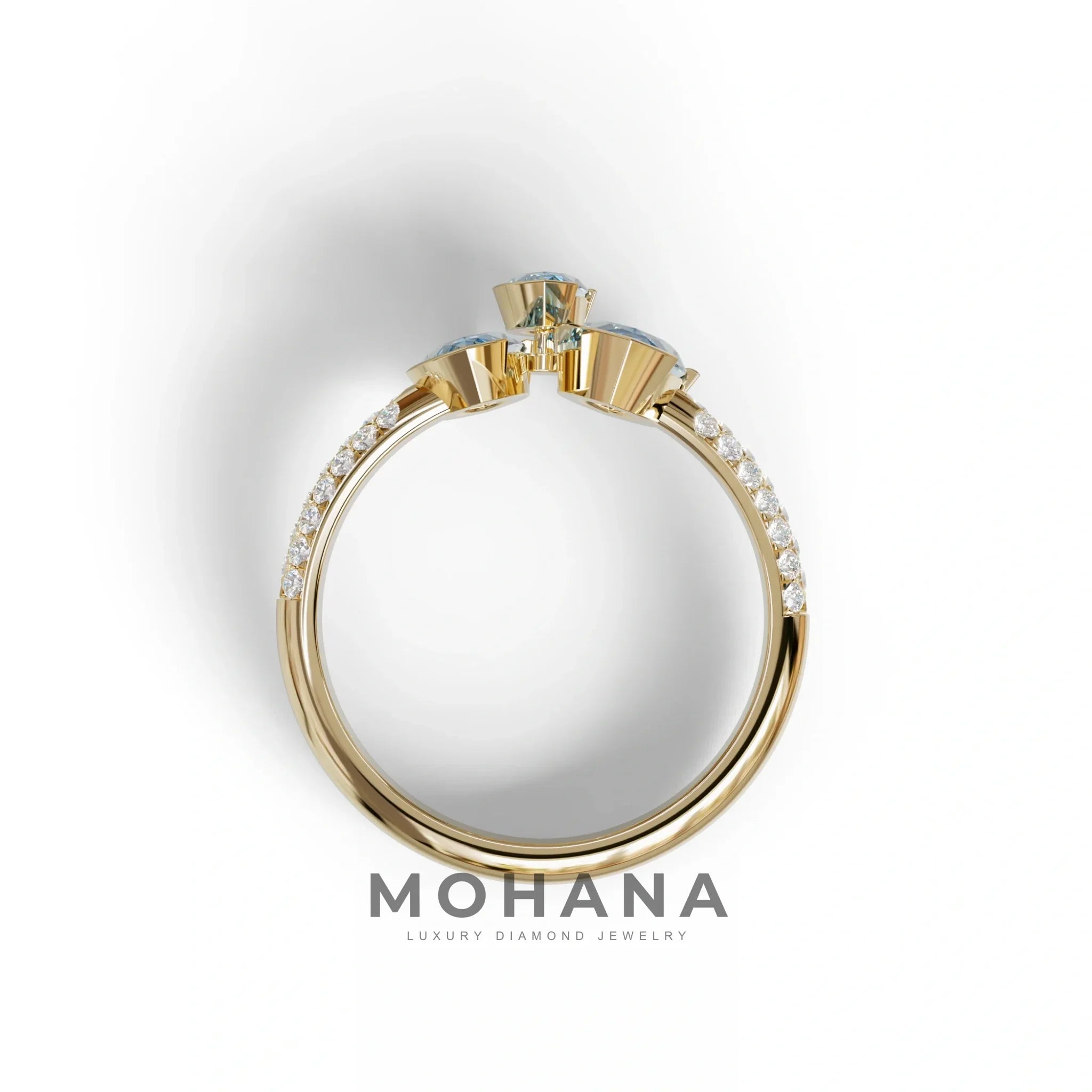 3 Stone 1.75 Ct Blue Marquise Cut Pave Setting Lab Diamond Ring - Dutch
