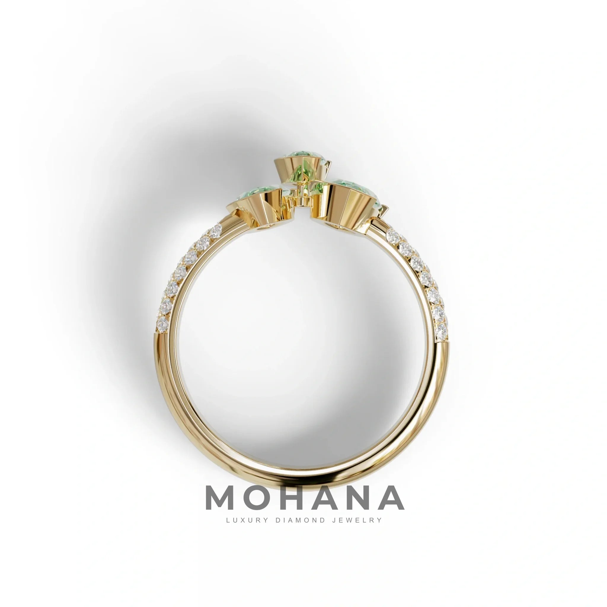 3 Stone 1.75 Ct Green Marquise Cut Pave Setting Lab Diamond Ring - Dutch