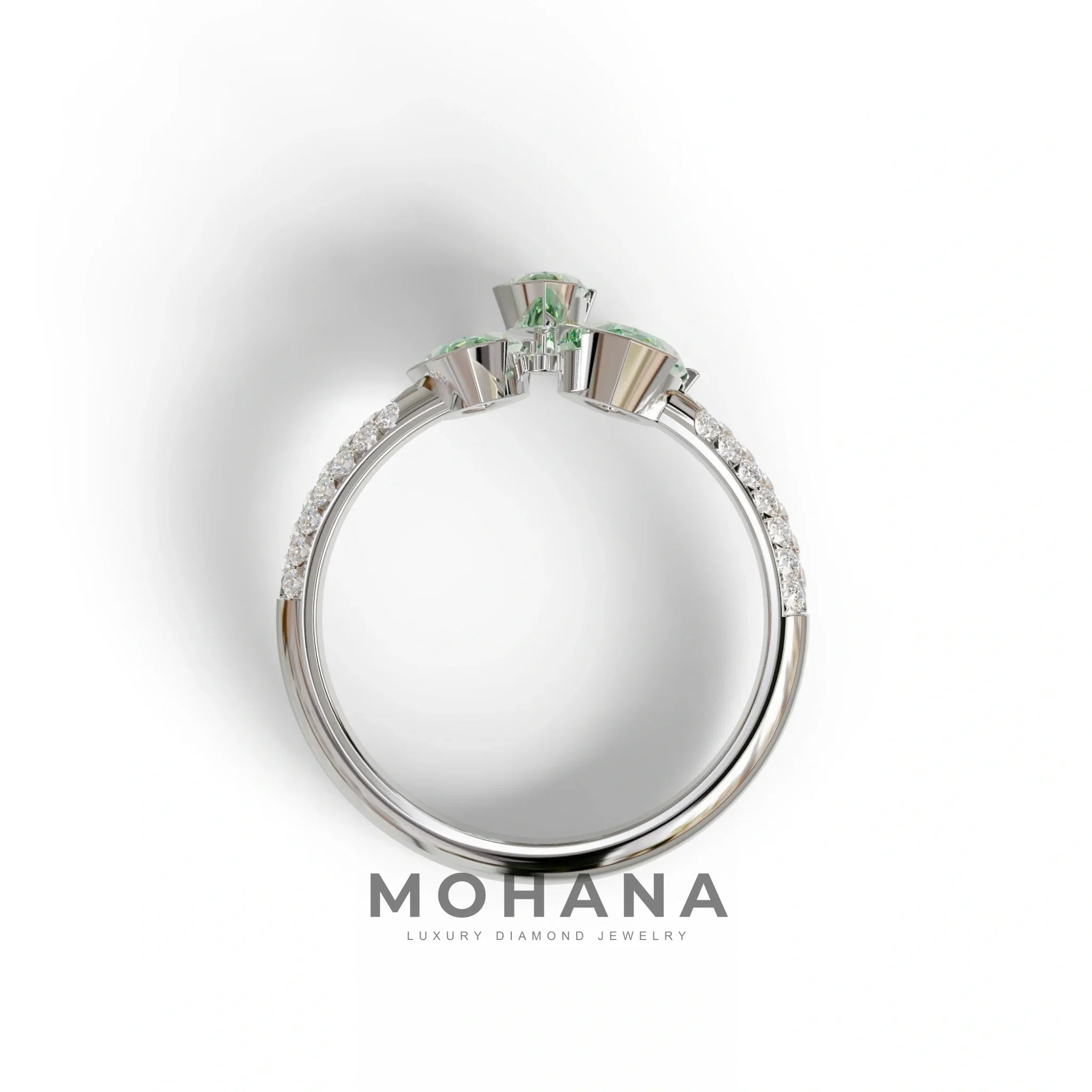 3 Stone 1.75 Ct Green Marquise Cut Pave Setting Lab Diamond Ring - Dutch