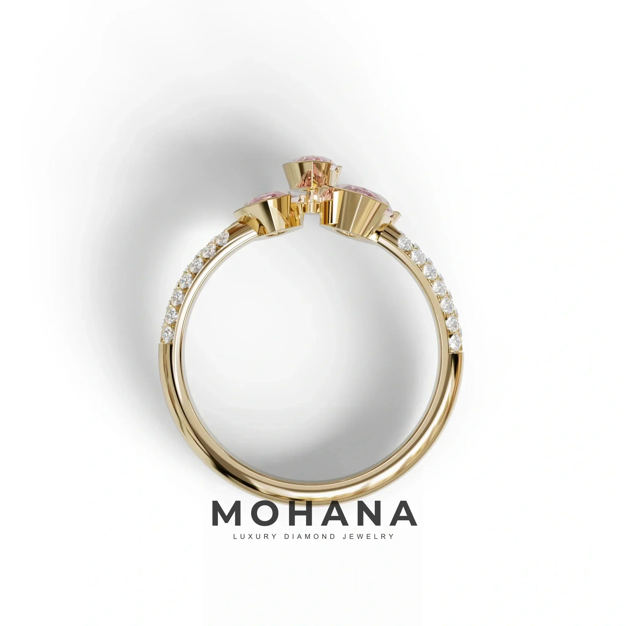 3 Stone 1.75 Ct Pink Marquise Cut Pave Setting Lab Diamond Ring - Dutch