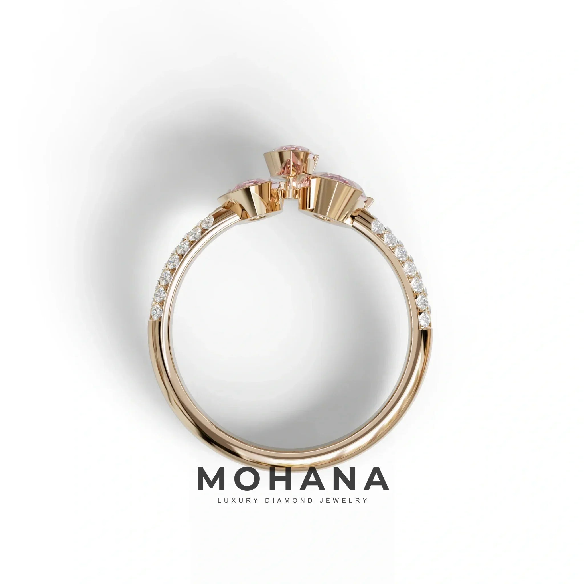 3 Stone 1.75 Ct Pink Marquise Cut Pave Setting Lab Diamond Ring - Dutch