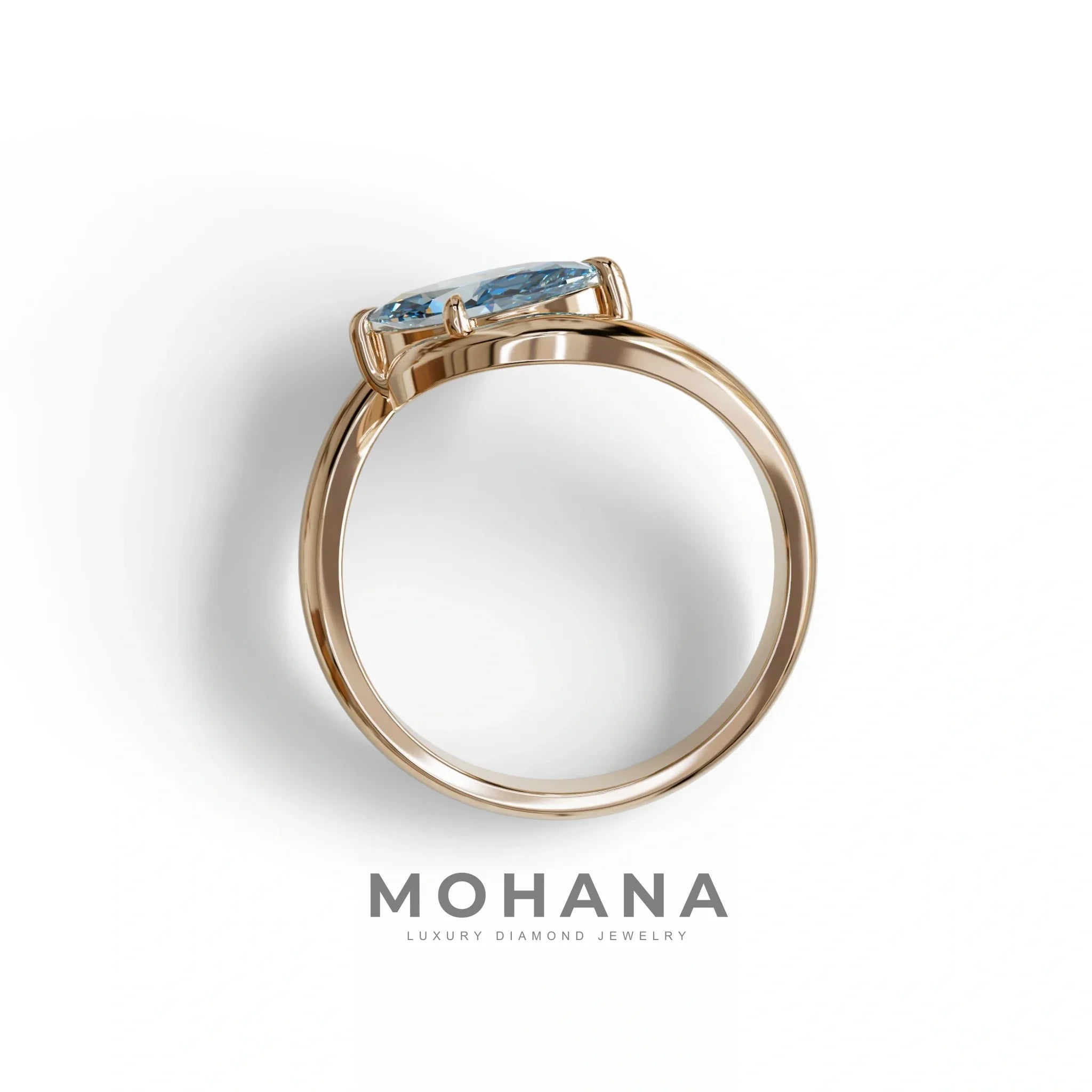 1 Carat Blue Color Marquise Cut Lab Diamond Engagement Ring - Virgo