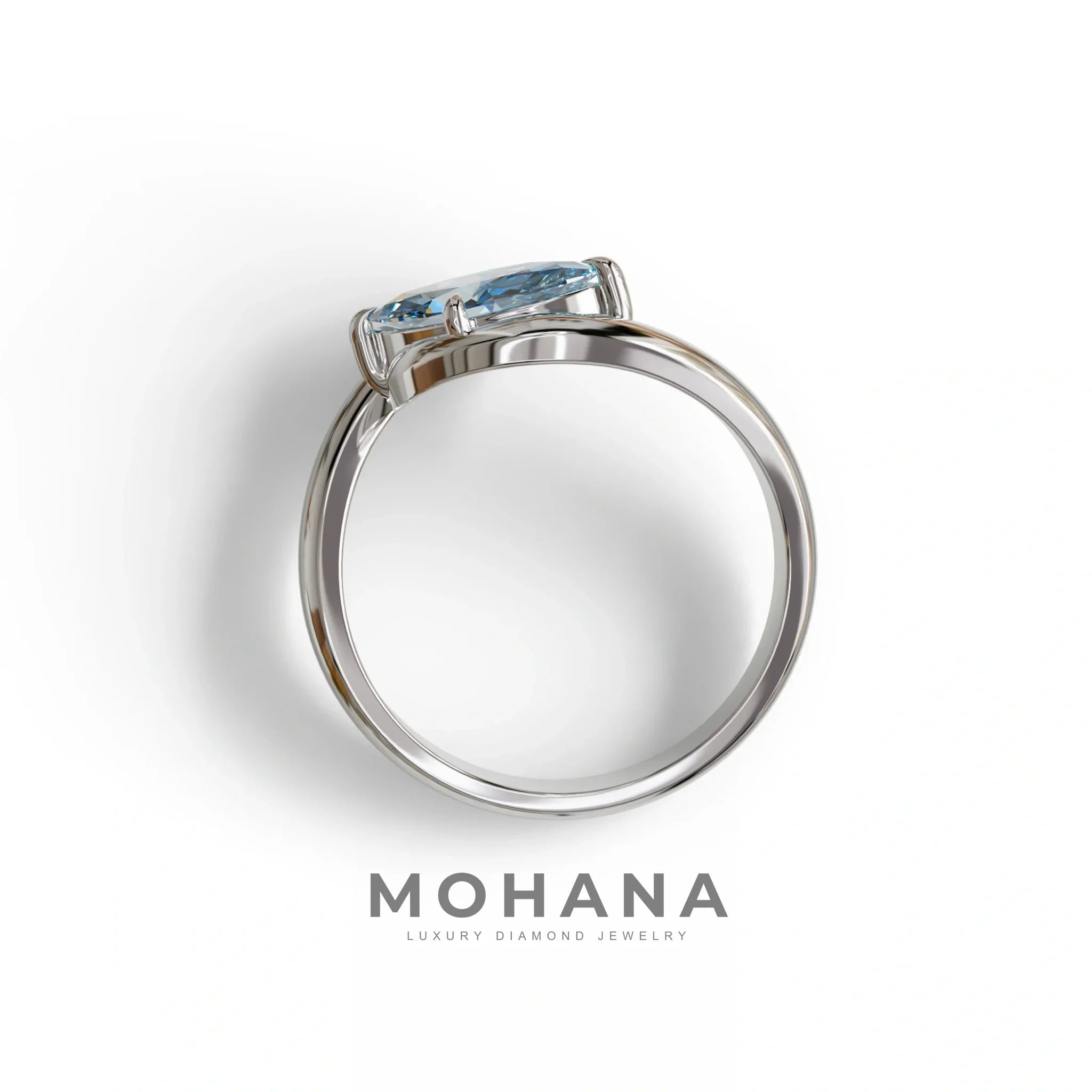 1 Carat Blue Color Marquise Cut Lab Diamond Engagement Ring - Virgo