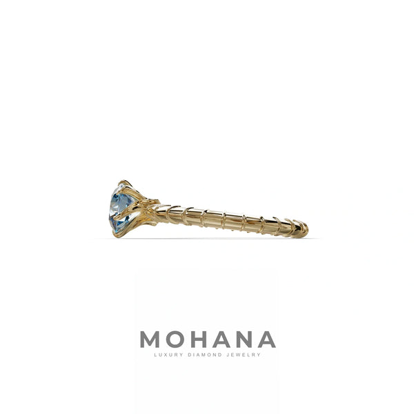 1 Carat Blue Lab Grown Diamond Engagement Ring – Round Cut Halo | Hyper Glam alternate view