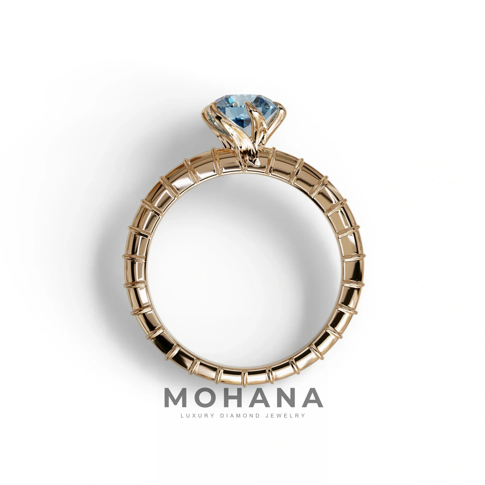1 Carat Blue Round Cut Lab Diamond Ring - Hyper Glam