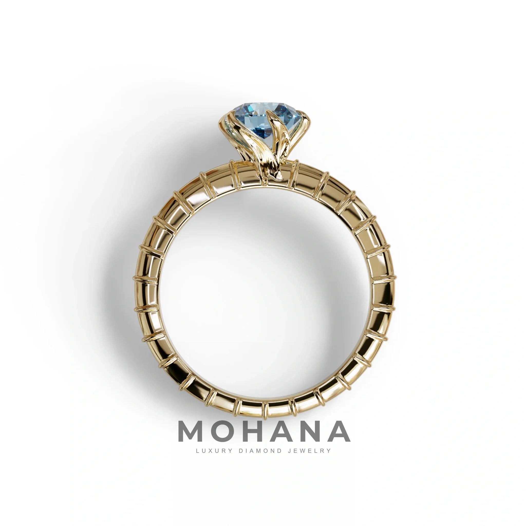1 Carat Blue Round Cut Lab Diamond Ring - Hyper Glam
