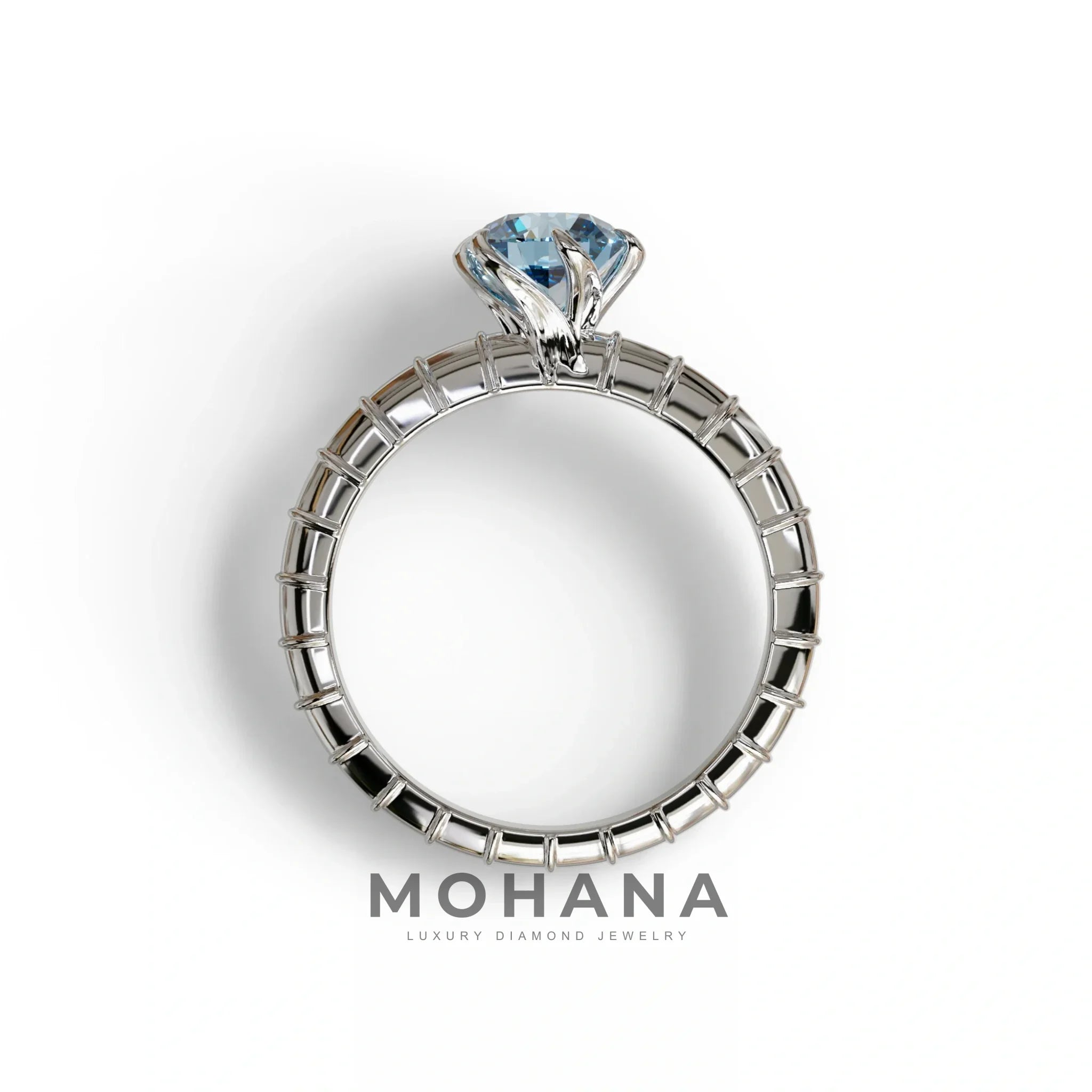 1 Carat Blue Round Cut Lab Diamond Ring - Hyper Glam