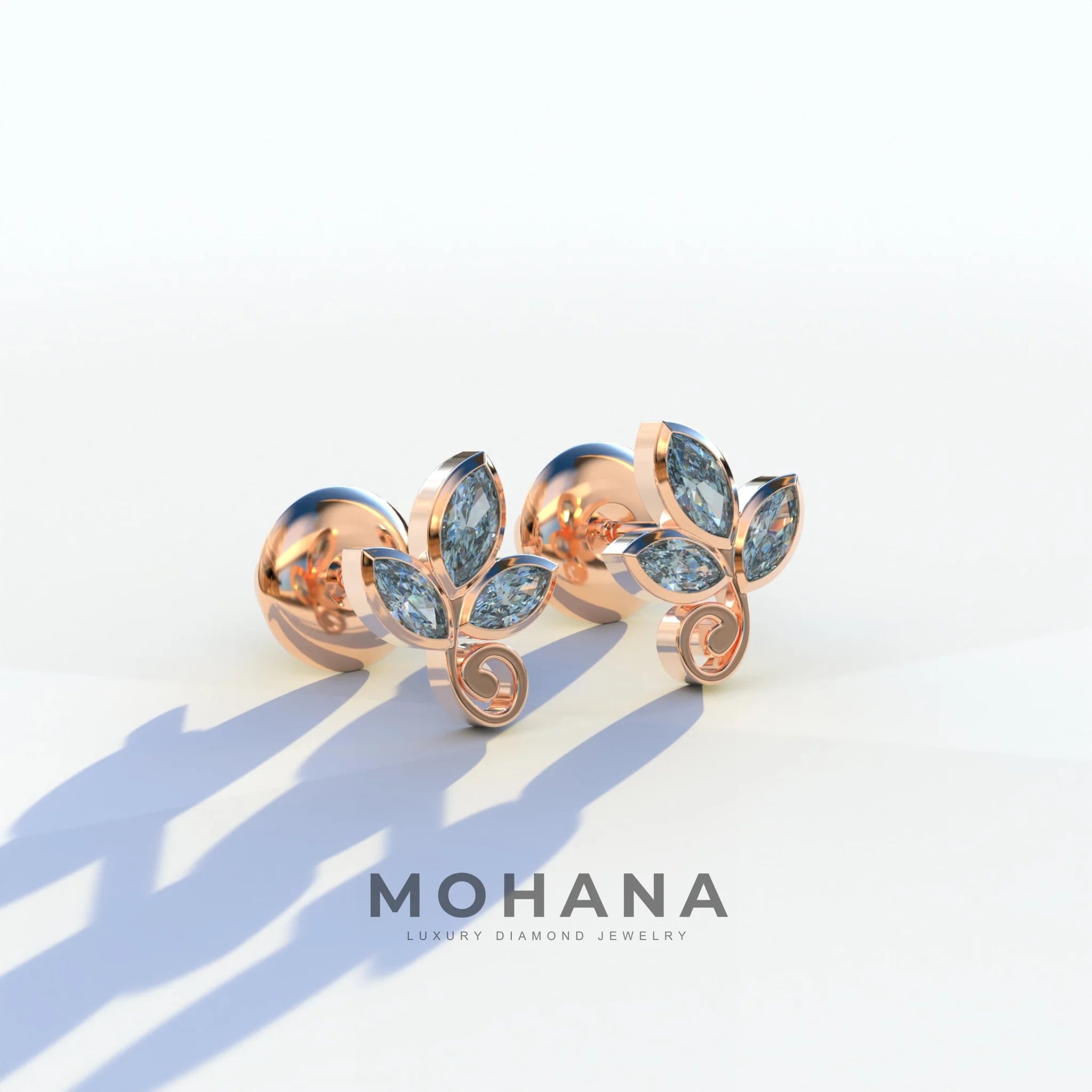 Le Petite - Marquise Blue Lab Diamond Stud Earrings | Attractive Bezel Setting