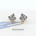 Le Petite - Marquise Blue Lab Diamond Stud Earrings | Attractive Bezel Setting - 10K Solid Gold / Rose Gold