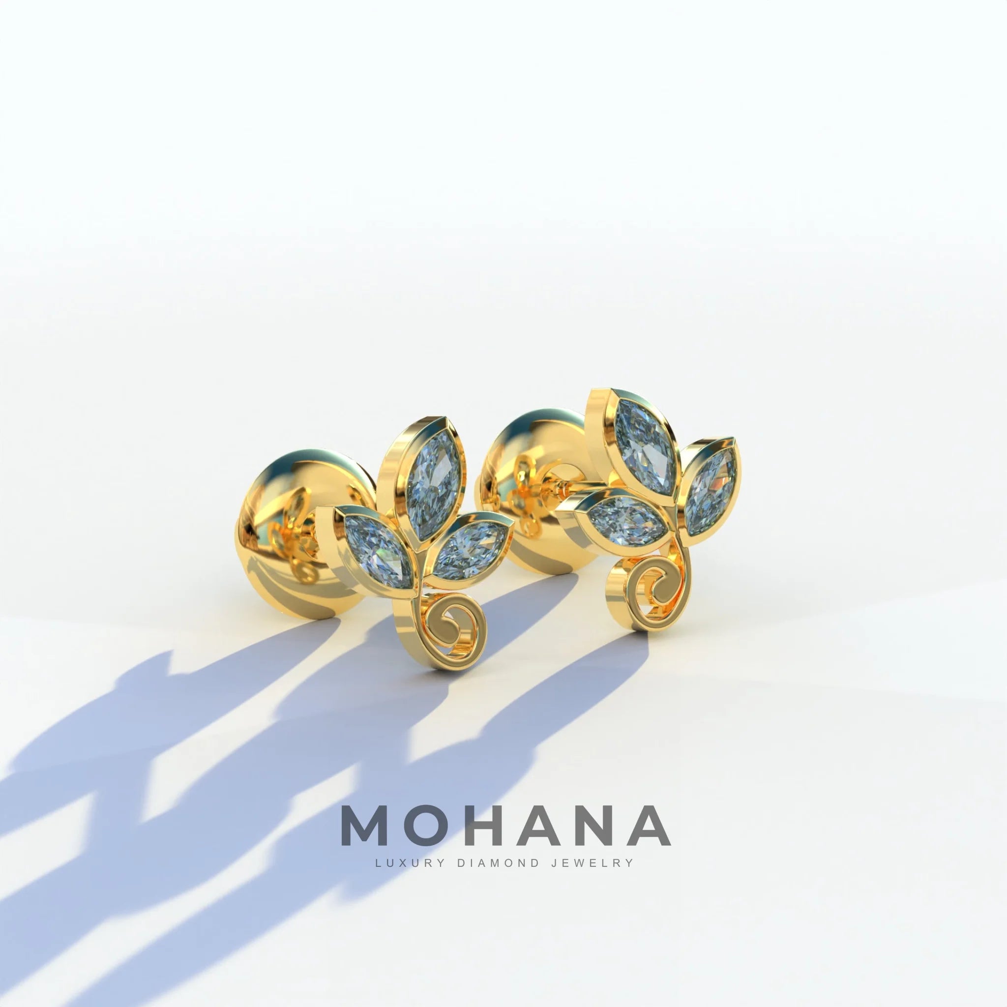 Le Petite - Marquise Blue Lab Diamond Stud Earrings | Attractive Bezel Setting