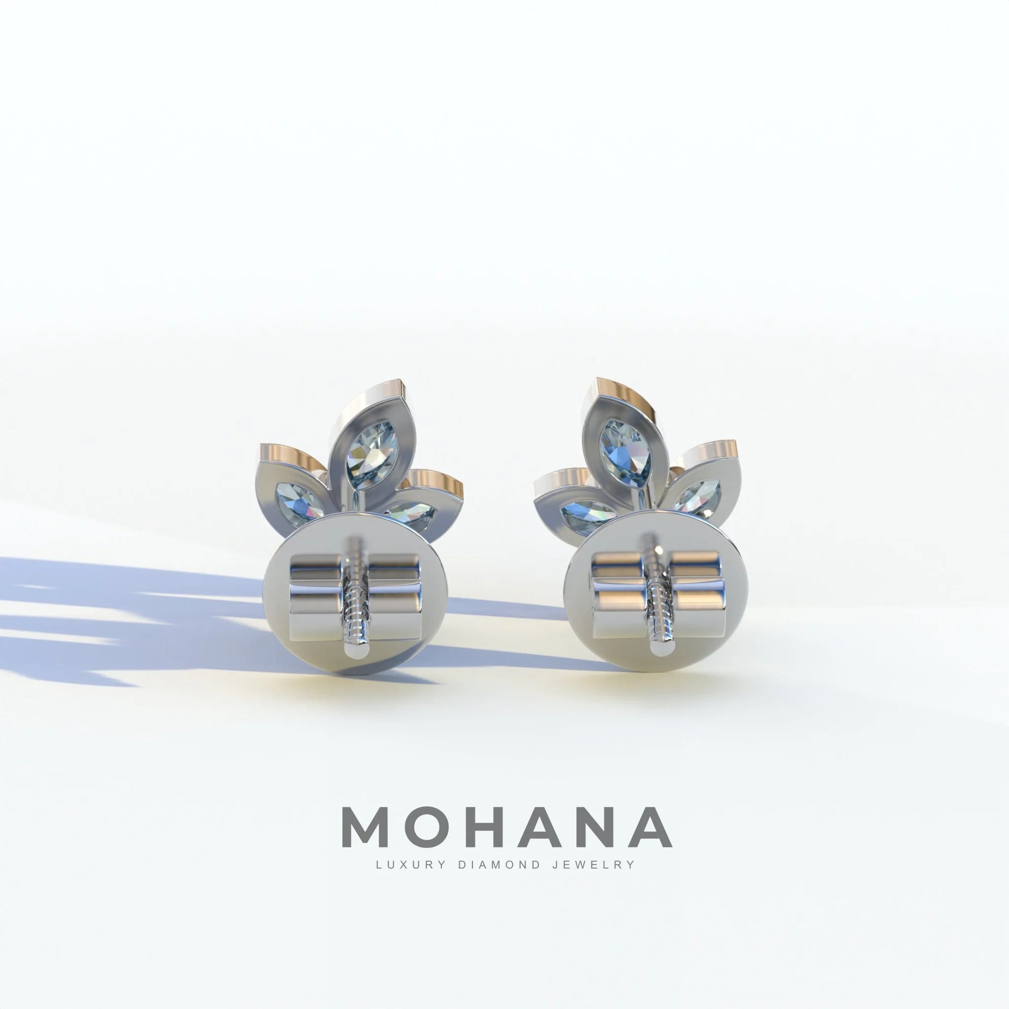 Le Petite - Marquise Blue Lab Diamond Stud Earrings | Attractive Bezel Setting