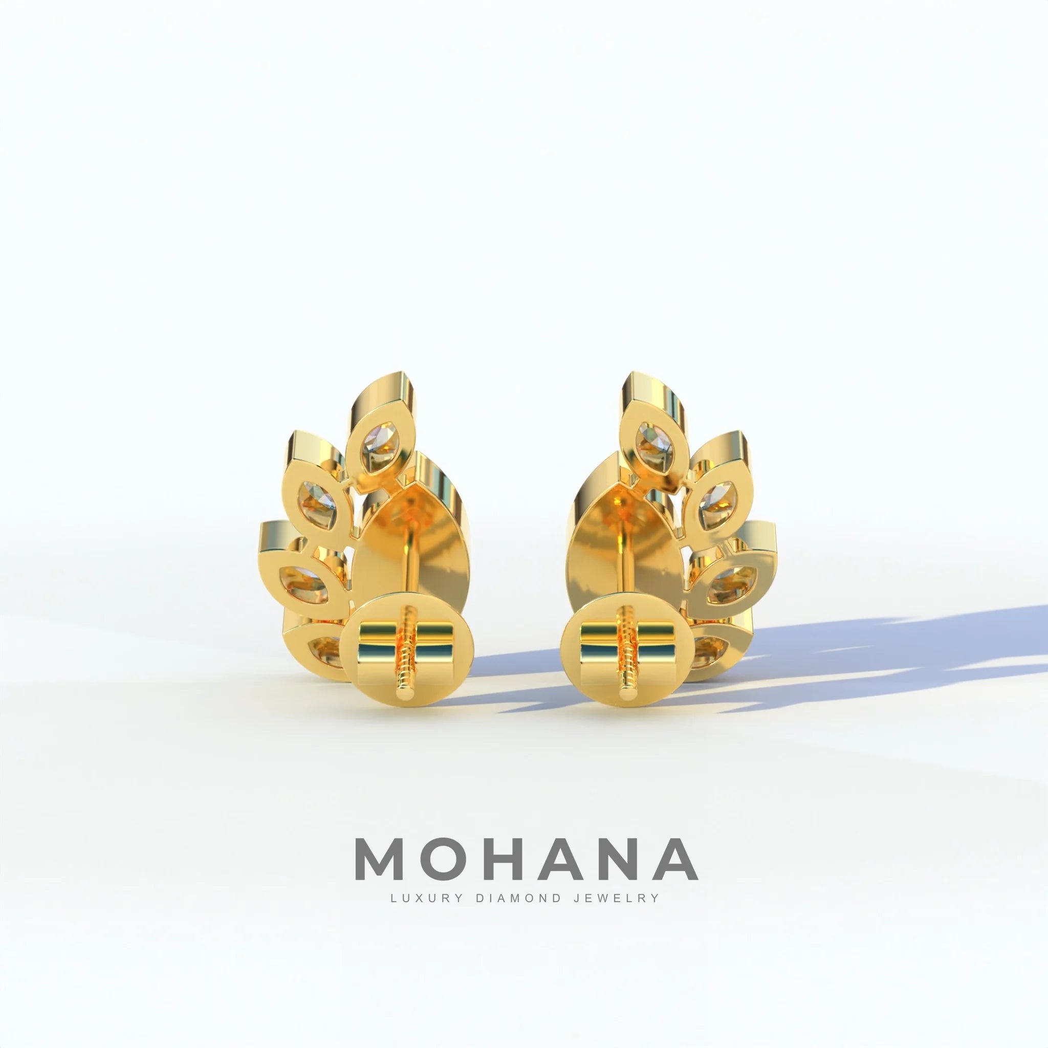 Blue Marquise Cut Lab Diamond Stud Earrings | Stunning Bezel Setting - Gardenia Cluster