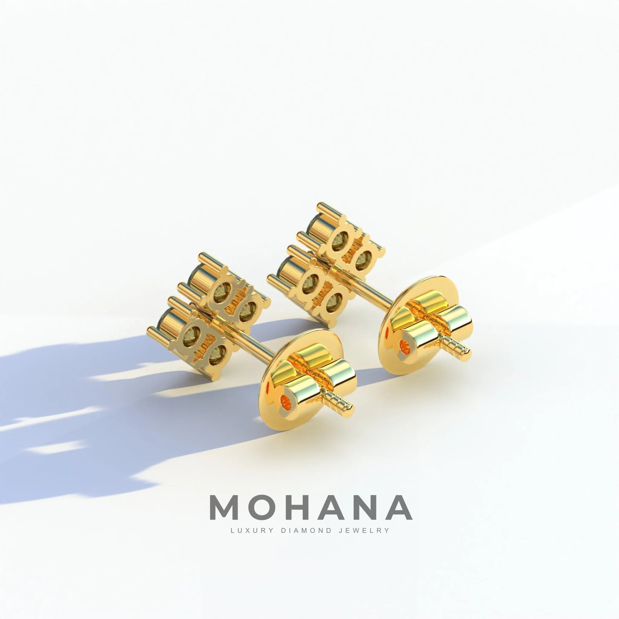 Blue Round Cut Lab Diamond Stud Earrings | Cluster Setting - Rae Brilliance