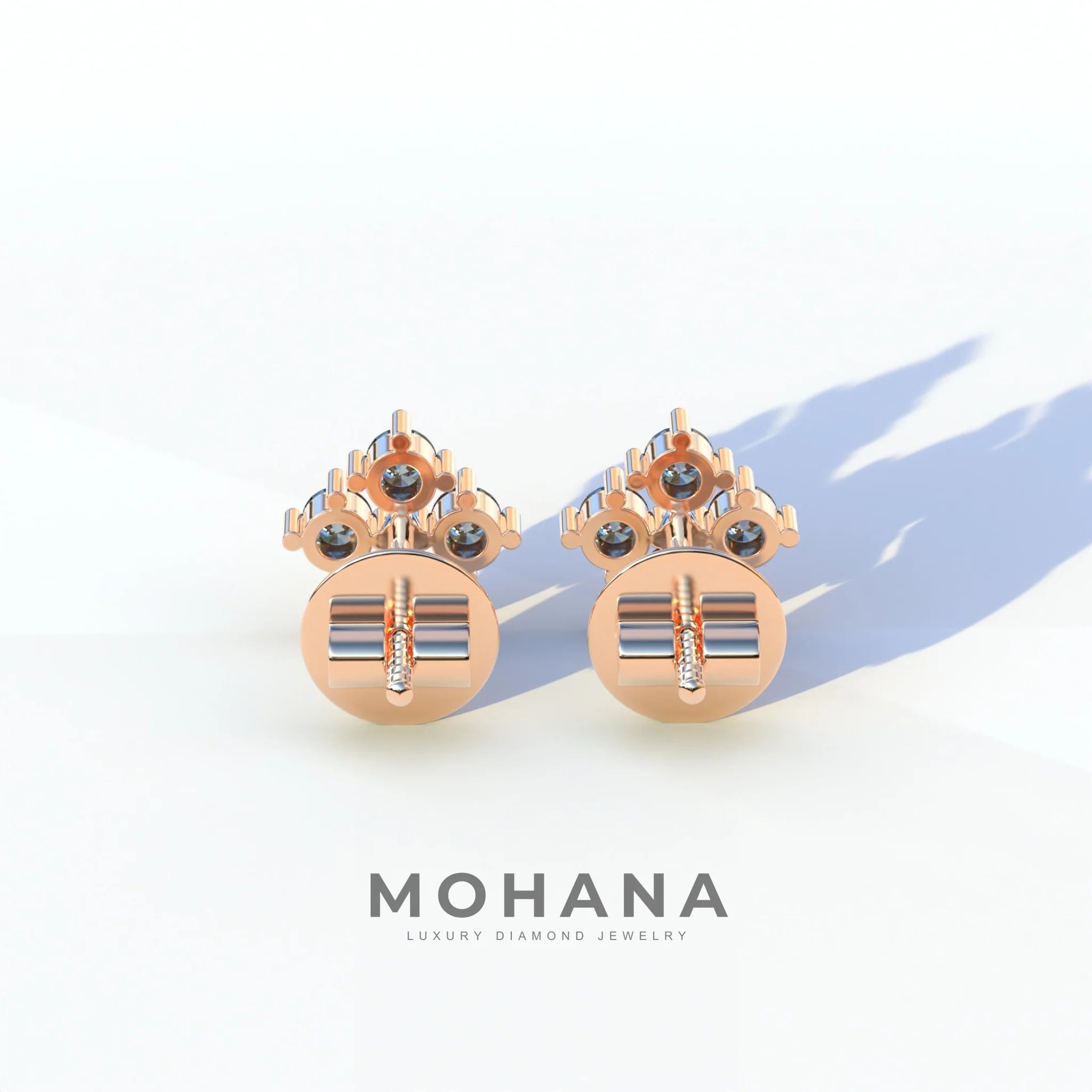Blue Round Cut Lab Diamond Stud Earrings | Cluster Setting - Rae Brilliance