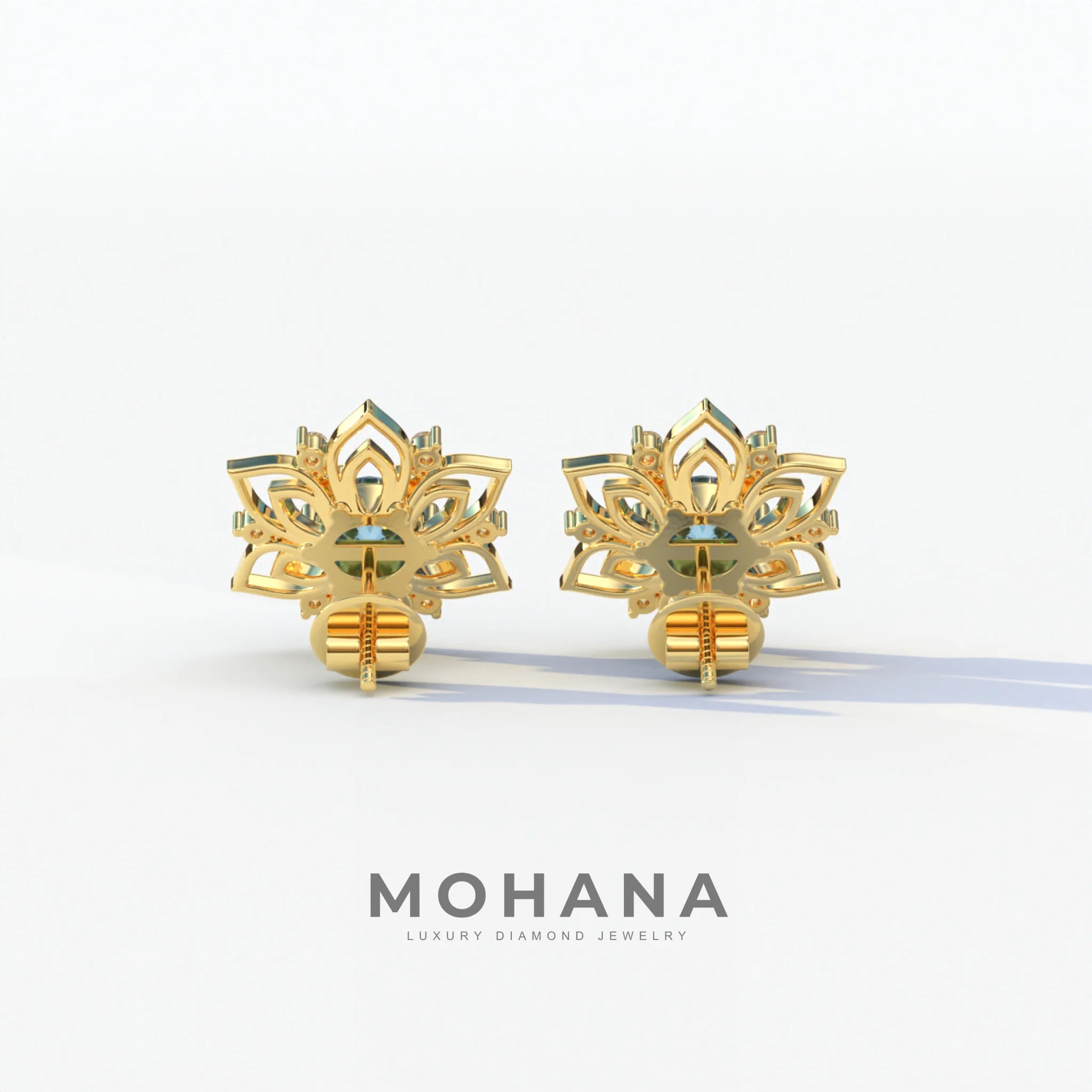 Daffodil - Blue Color Round Cut Diamond Earrings| Beautiful Claw Prong Setting | Certified