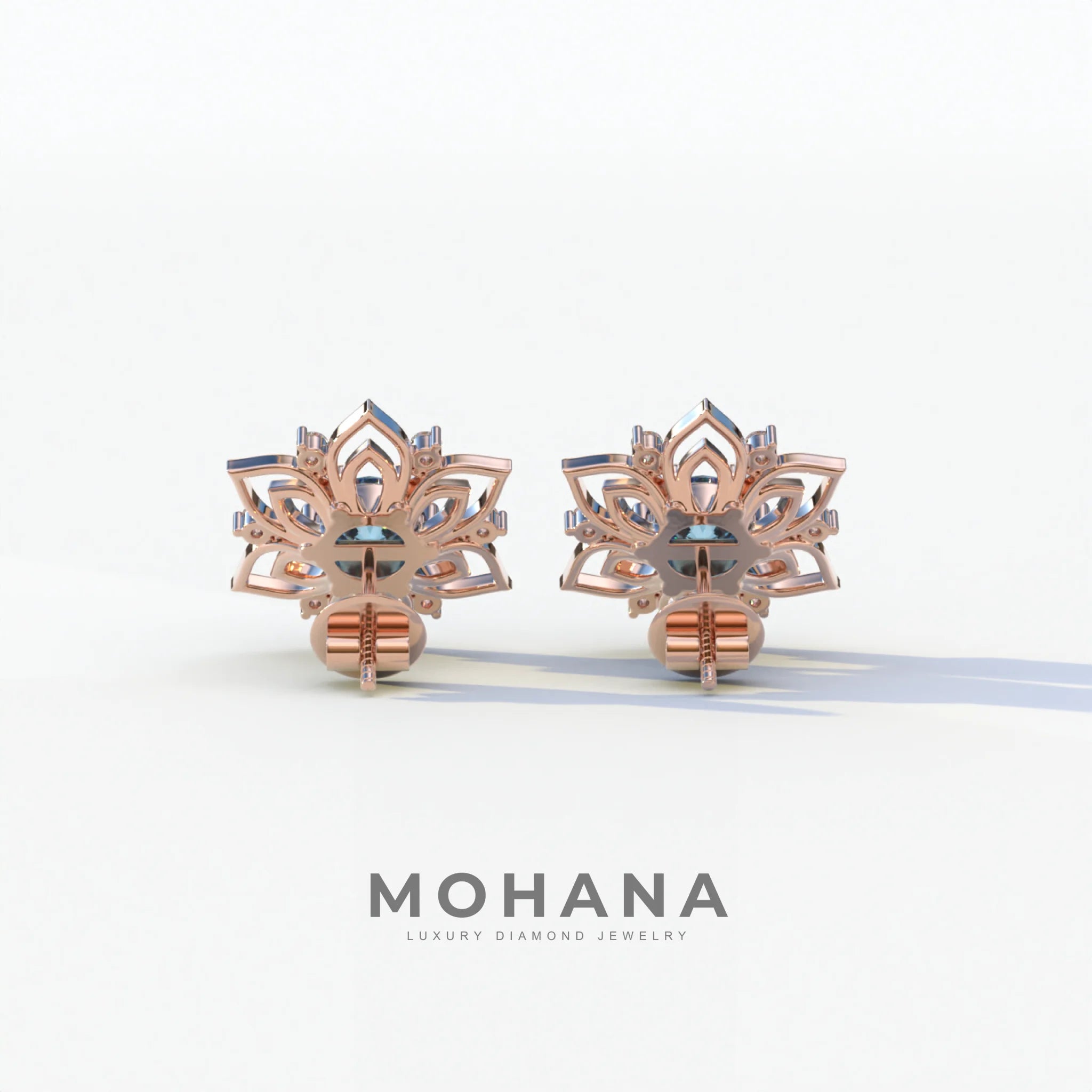 Daffodil - Blue Color Round Cut Diamond Earrings| Beautiful Claw Prong Setting | Certified