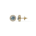 Ciera - Stunning Blue Color Round Diamond Stud Earrings | Halo Setting | Certified