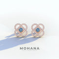 Blue Round Cut Lab Diamond Stud Earrings - Hanri Daussi - 10K Solid Gold / Rose Gold