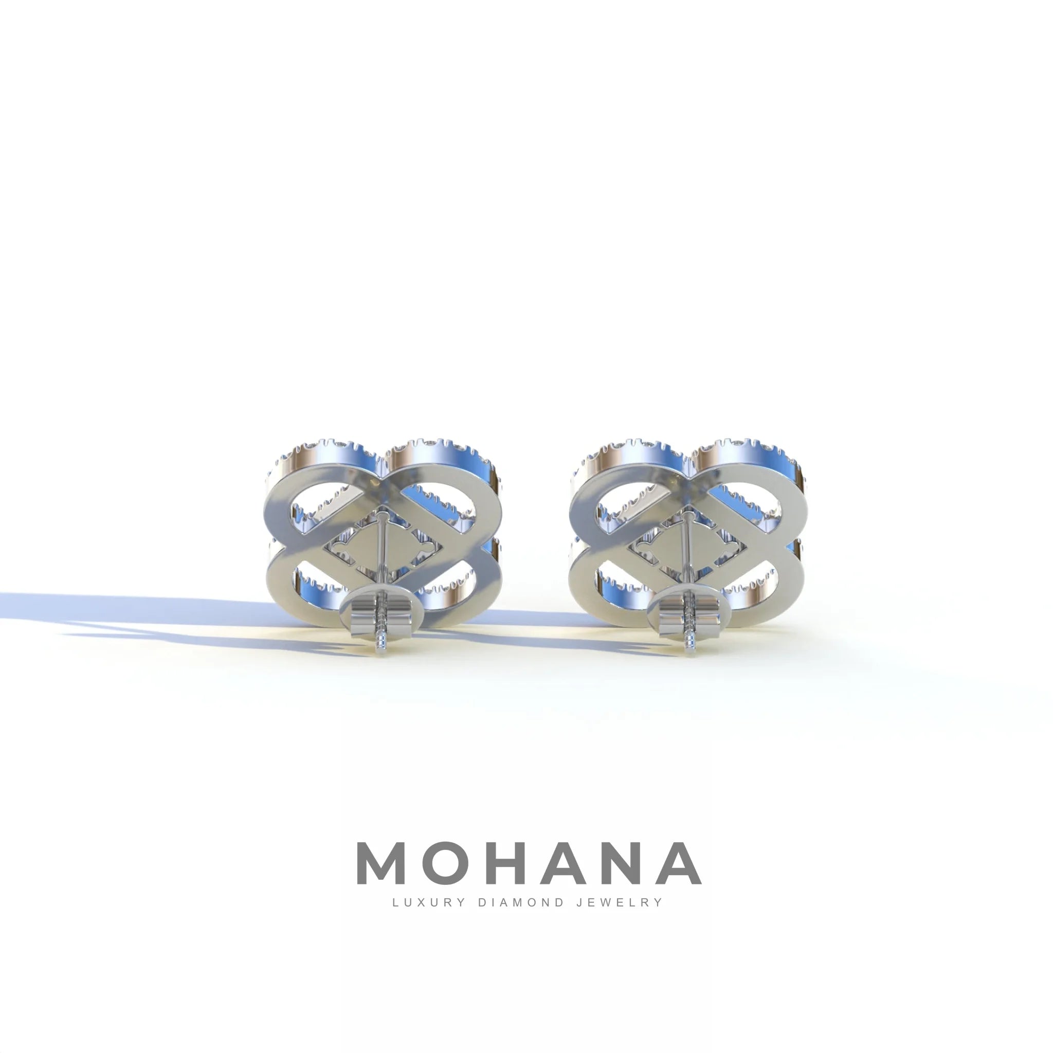 Blue Round Cut Lab Diamond Stud Earrings - Hanri Daussi