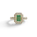 1 Carat Fancy Vivid Green Emerald Cut Lab Grown Diamond Engagement Ring - Freesia - 10K Solid Gold / Yellow Gold