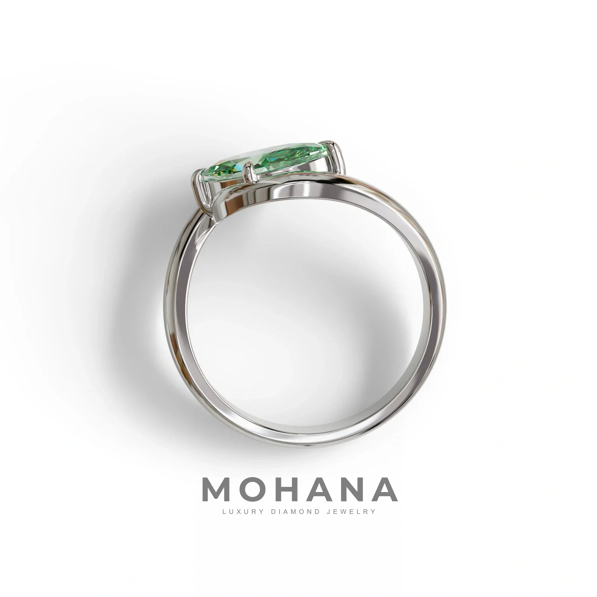 1 Carat Green Color Marquise Cut Lab Diamond Engagement Ring - Virgo