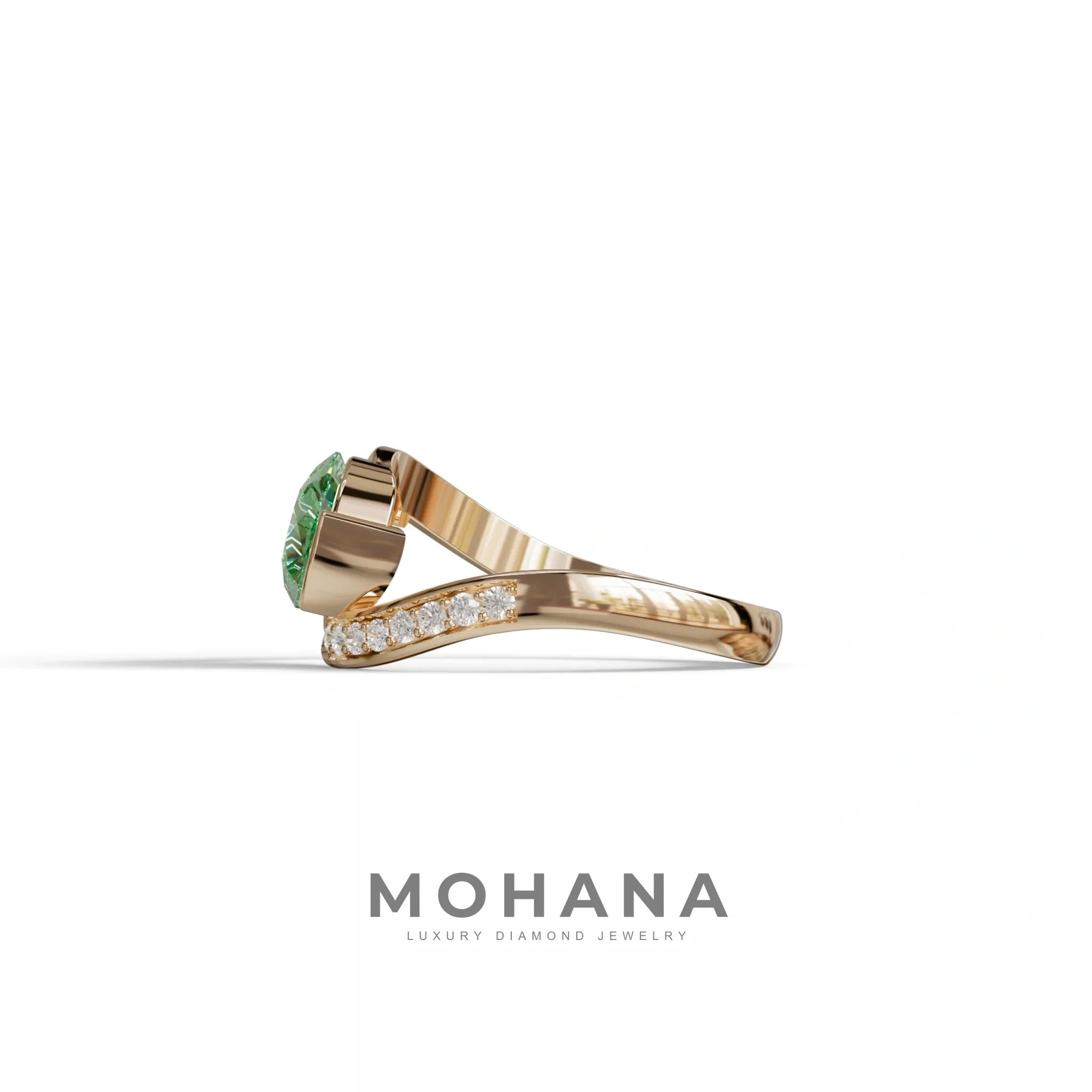 1 Carat Green Pear Cut Unique Lab Grown Diamond Ring - Capricorn