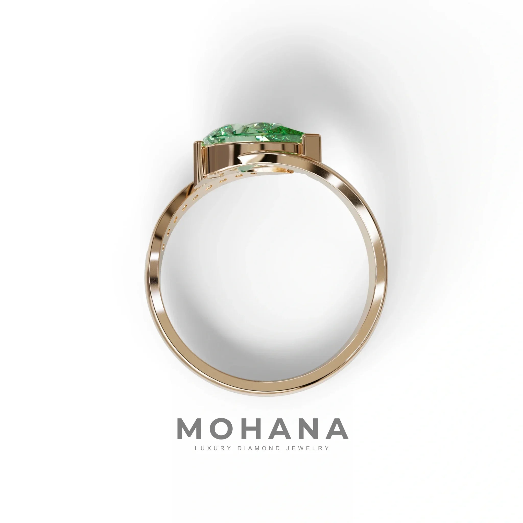 1 Carat Green Pear Cut Unique Lab Grown Diamond Ring - Capricorn