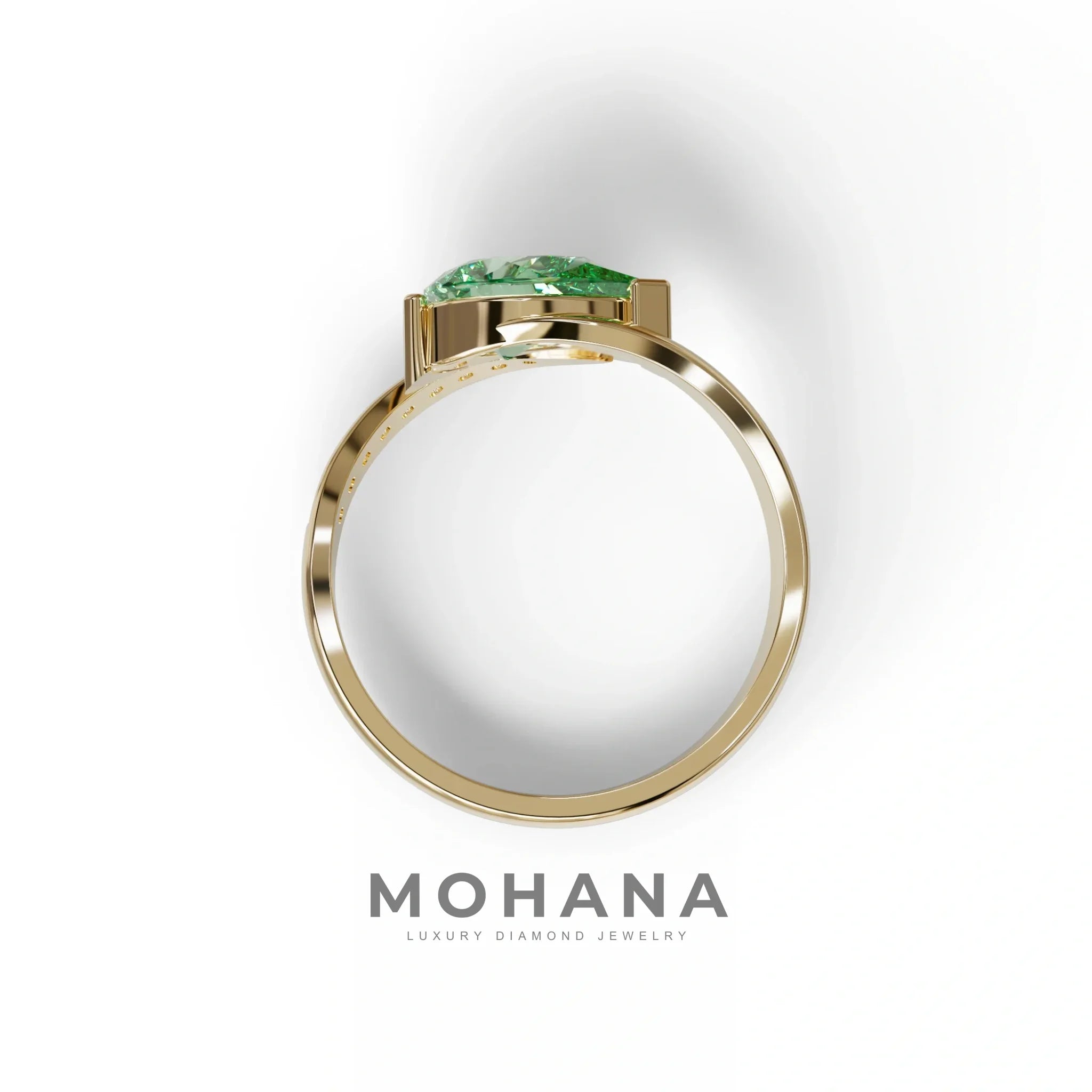 1 Carat Green Pear Cut Unique Lab Grown Diamond Ring - Capricorn