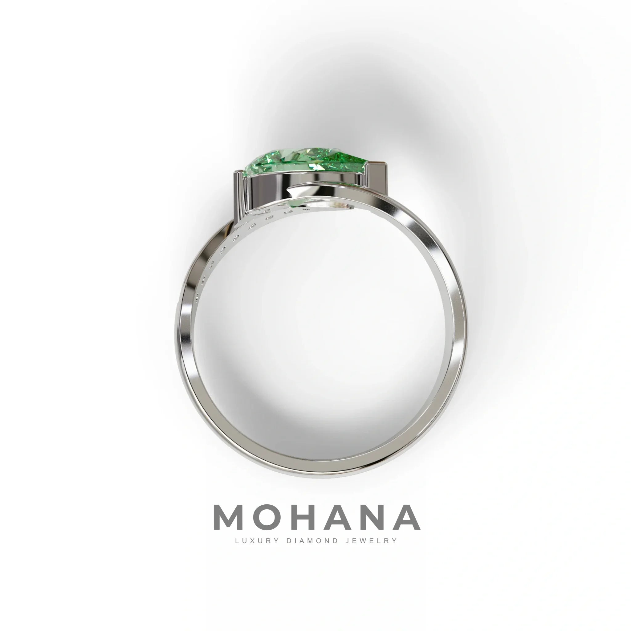 1 Carat Green Pear Cut Unique Lab Grown Diamond Ring - Capricorn