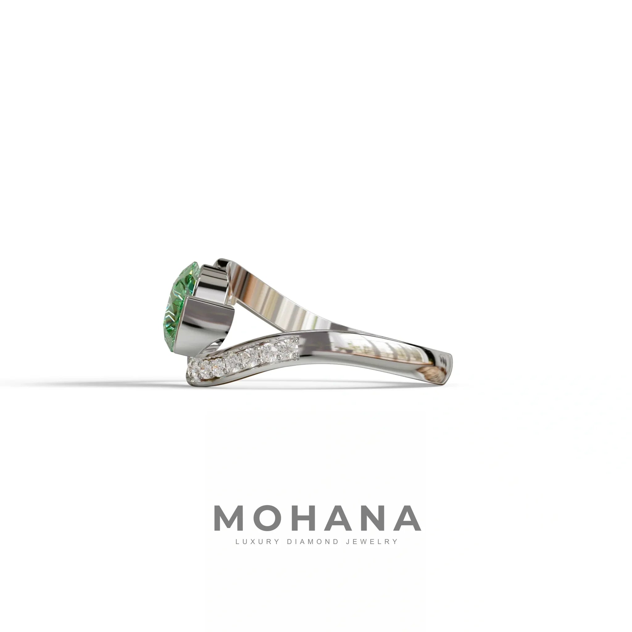 1 Carat Green Pear Cut Unique Lab Grown Diamond Ring - Capricorn