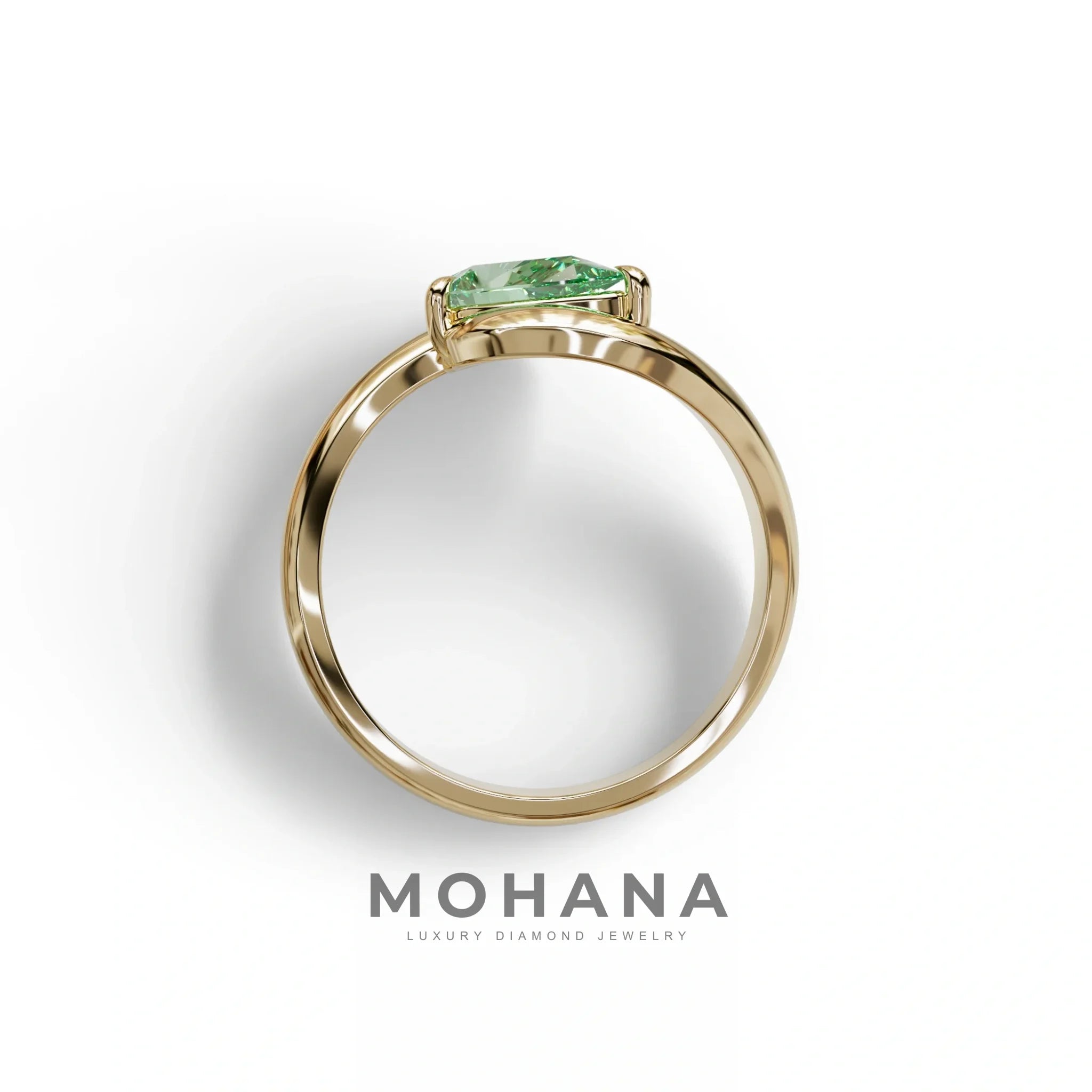 1 Carat Green Pear Cut Solitaire Lab Grown Diamond Ring - Maniya