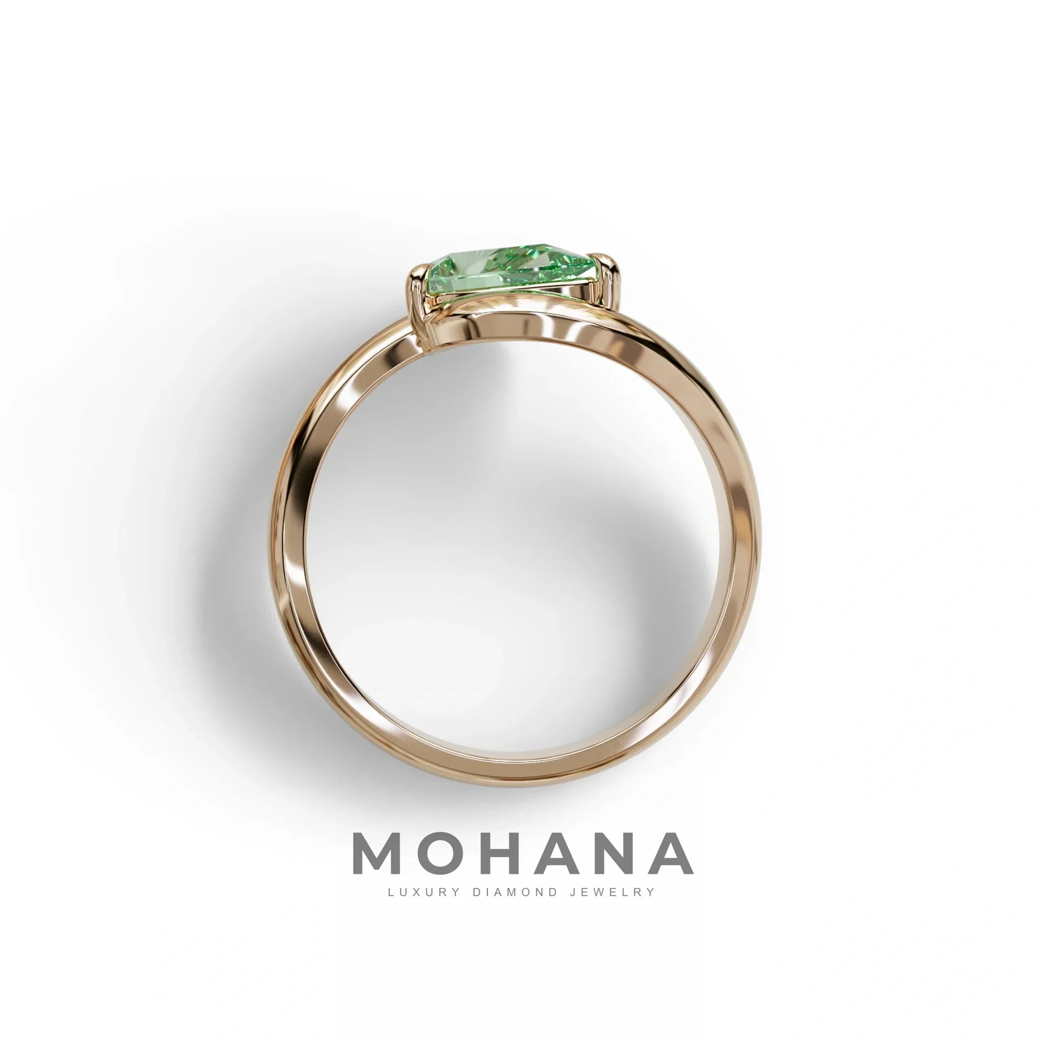 1 Carat Green Pear Cut Solitaire Lab Grown Diamond Ring - Maniya