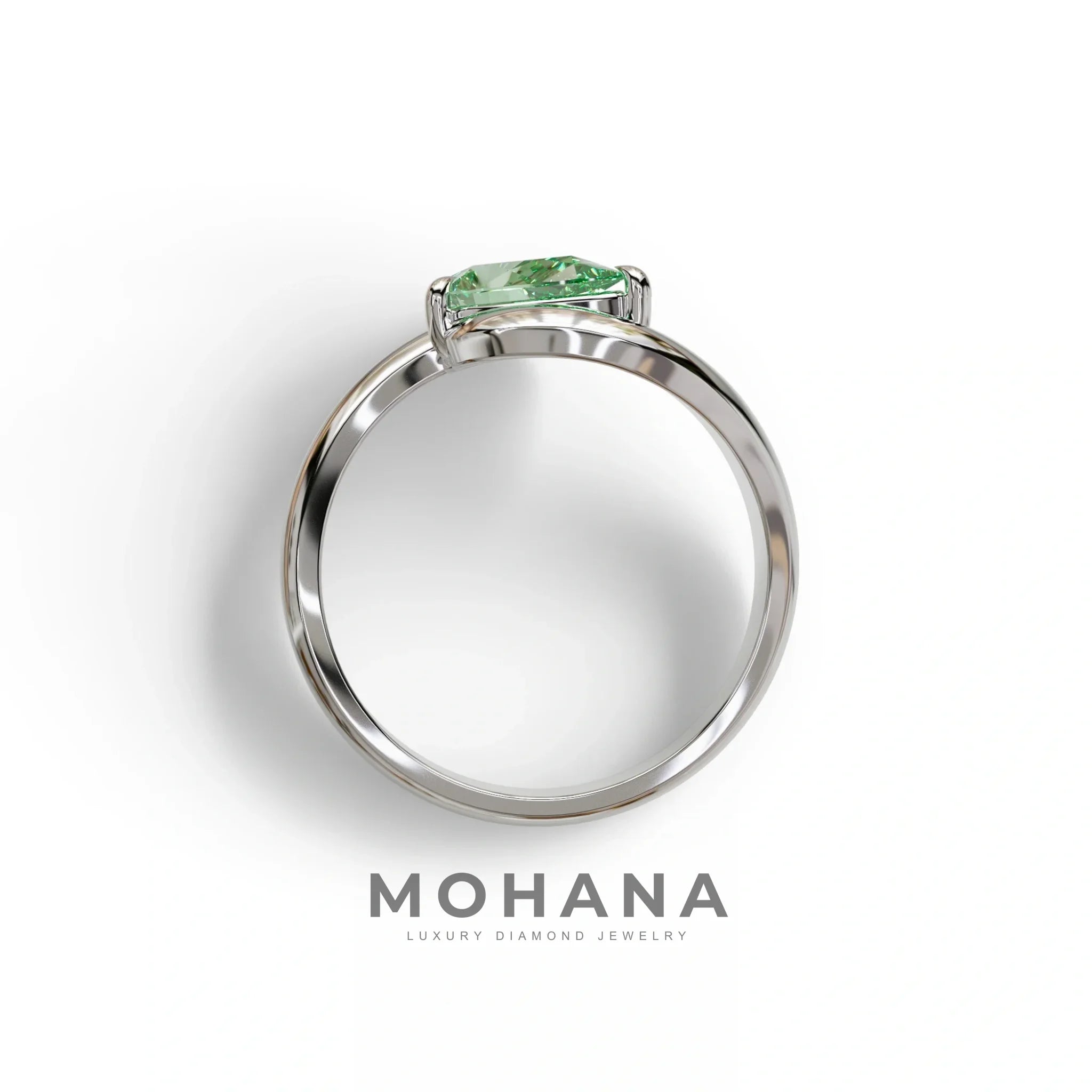 1 Carat Green Pear Cut Solitaire Lab Grown Diamond Ring - Maniya