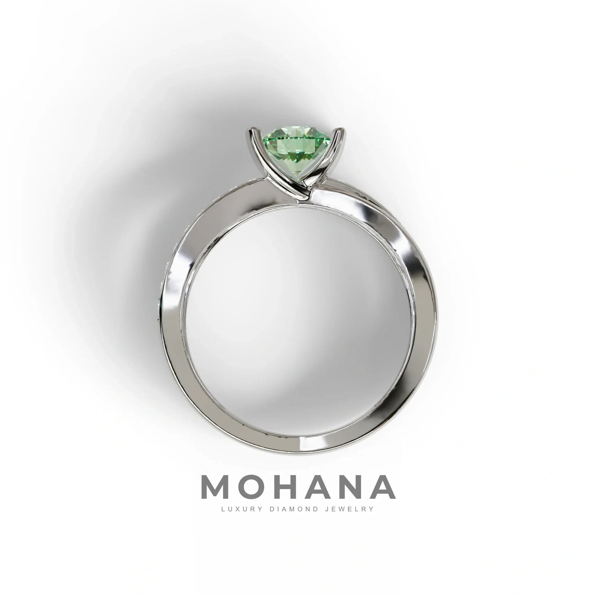 1 Carat Green Round Cut Lab Diamond Crossover Ring Pave Setting - Lisa