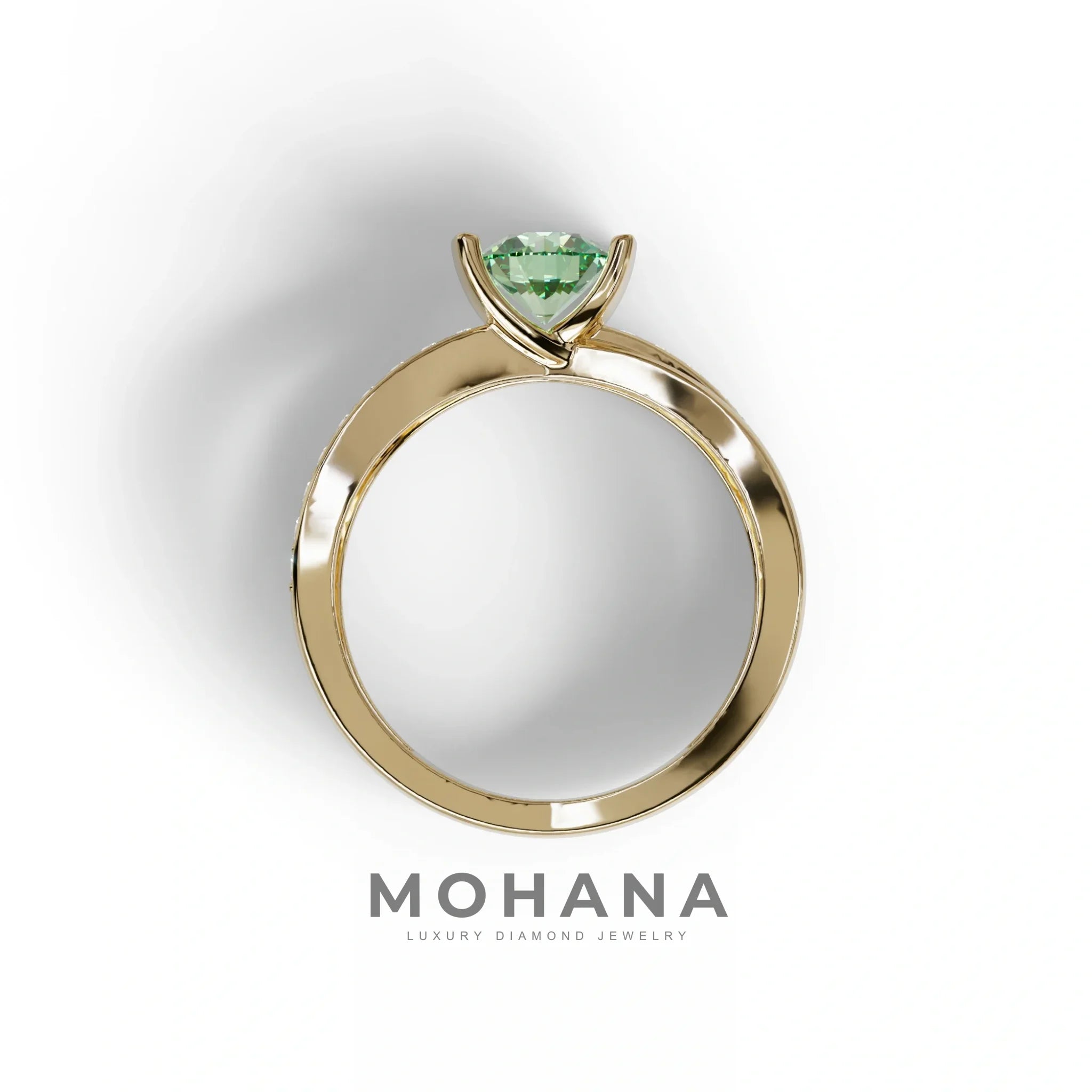 1 Carat Green Round Cut Lab Diamond Crossover Ring Pave Setting - Lisa