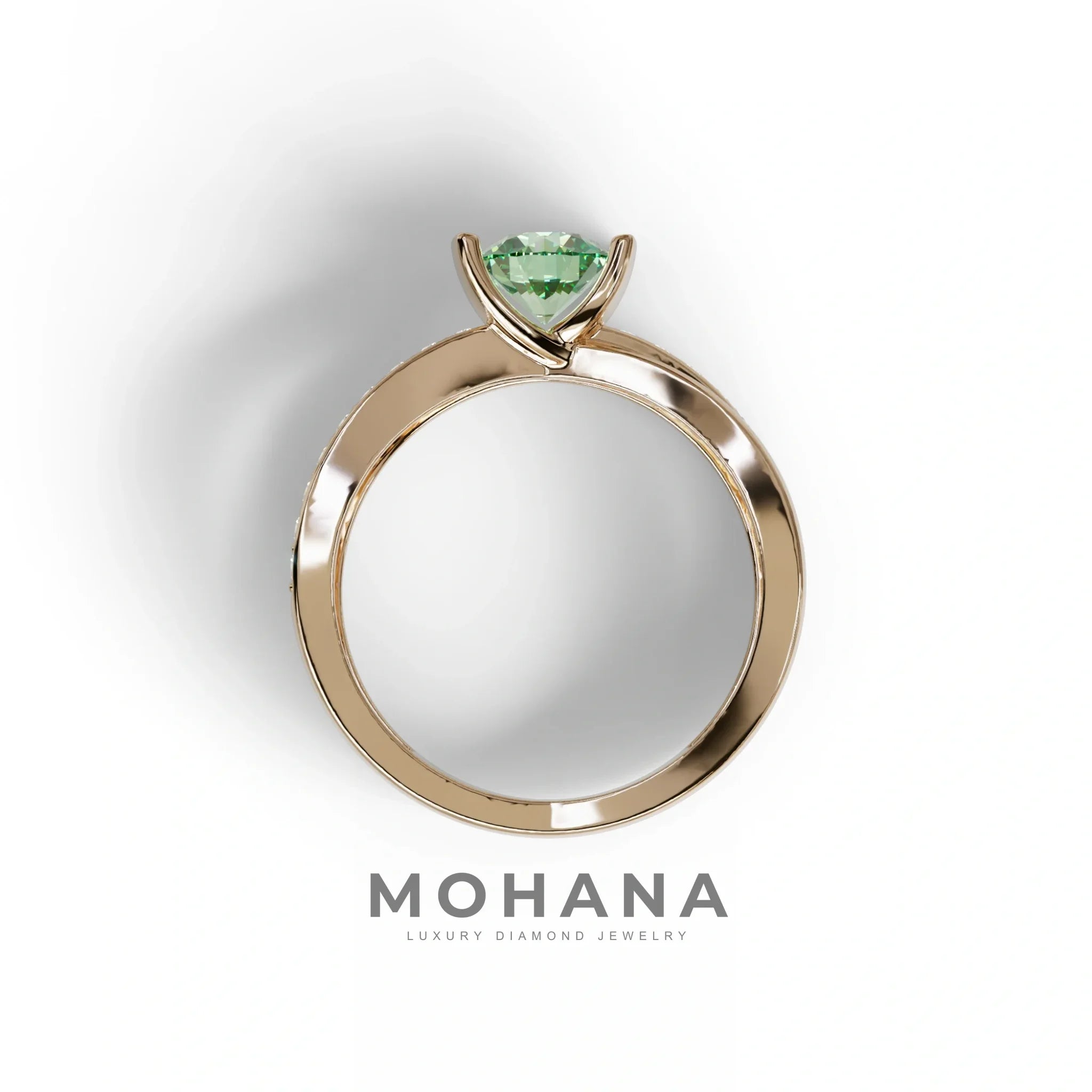 1 Carat Green Round Cut Lab Diamond Crossover Ring Pave Setting - Lisa