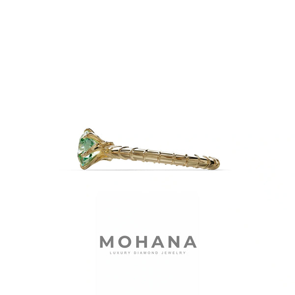 1 Carat Green Lab Grown Diamond Engagement Ring – Round Cut Solitaire | Hyper Glam alternate view