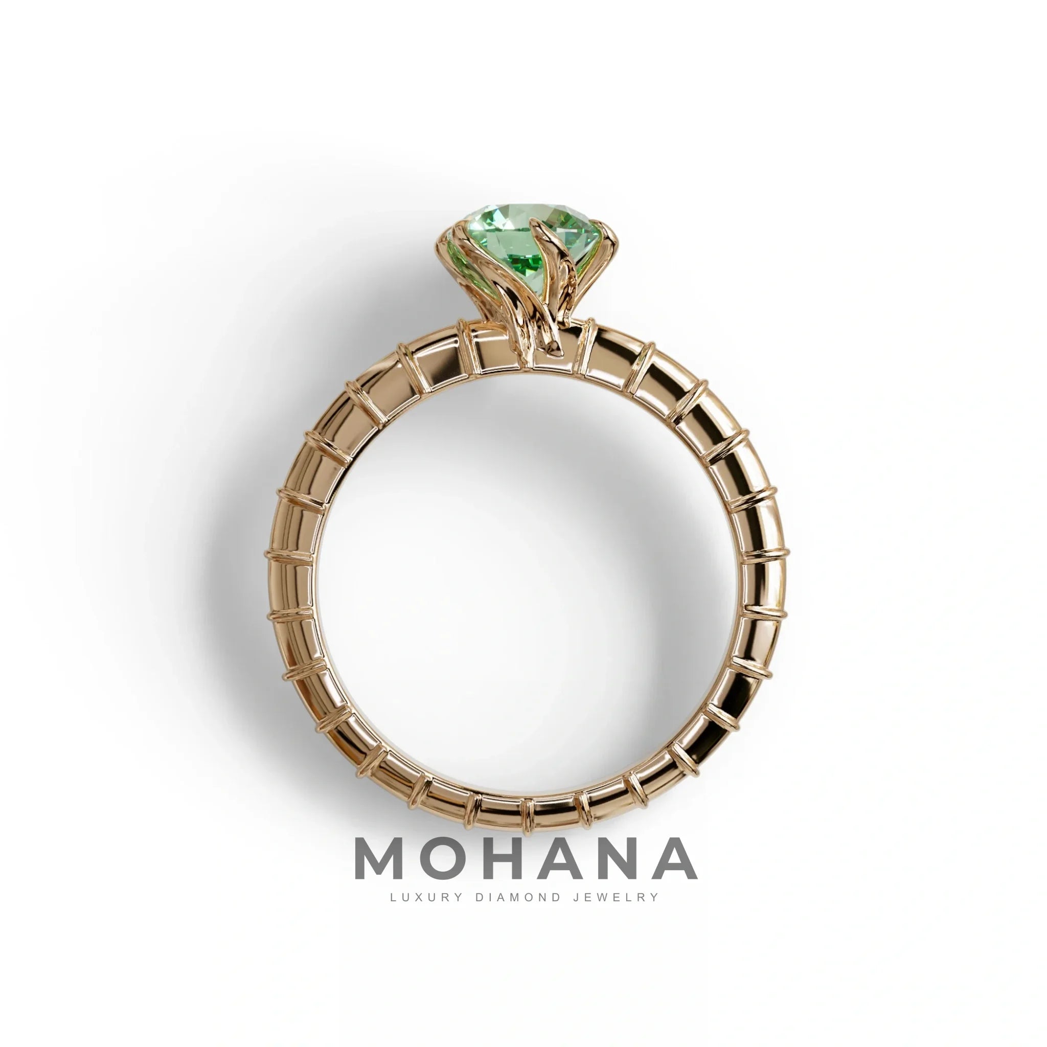 1 Carat Green Round Cut Lab Diamond Ring - Hyper Glam