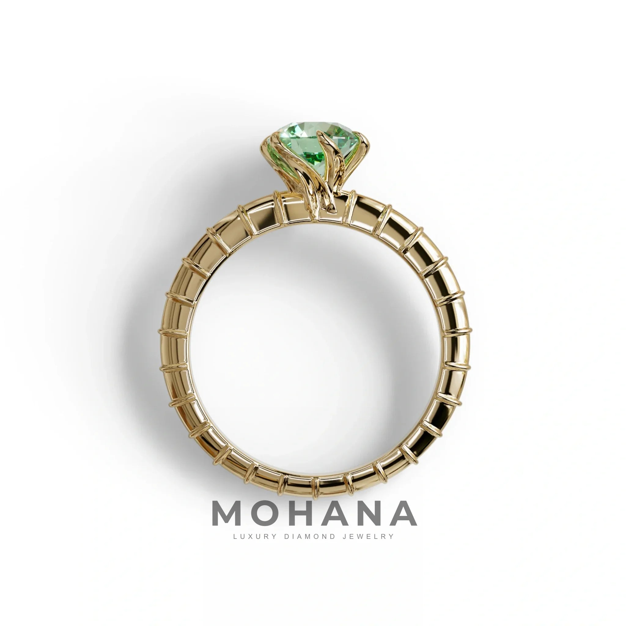 1 Carat Green Round Cut Lab Diamond Ring - Hyper Glam