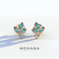 Le Petite - Marquise Green Lab Diamond Stud Earrings | Attractive Bezel Setting - 10K Solid Gold / Rose Gold