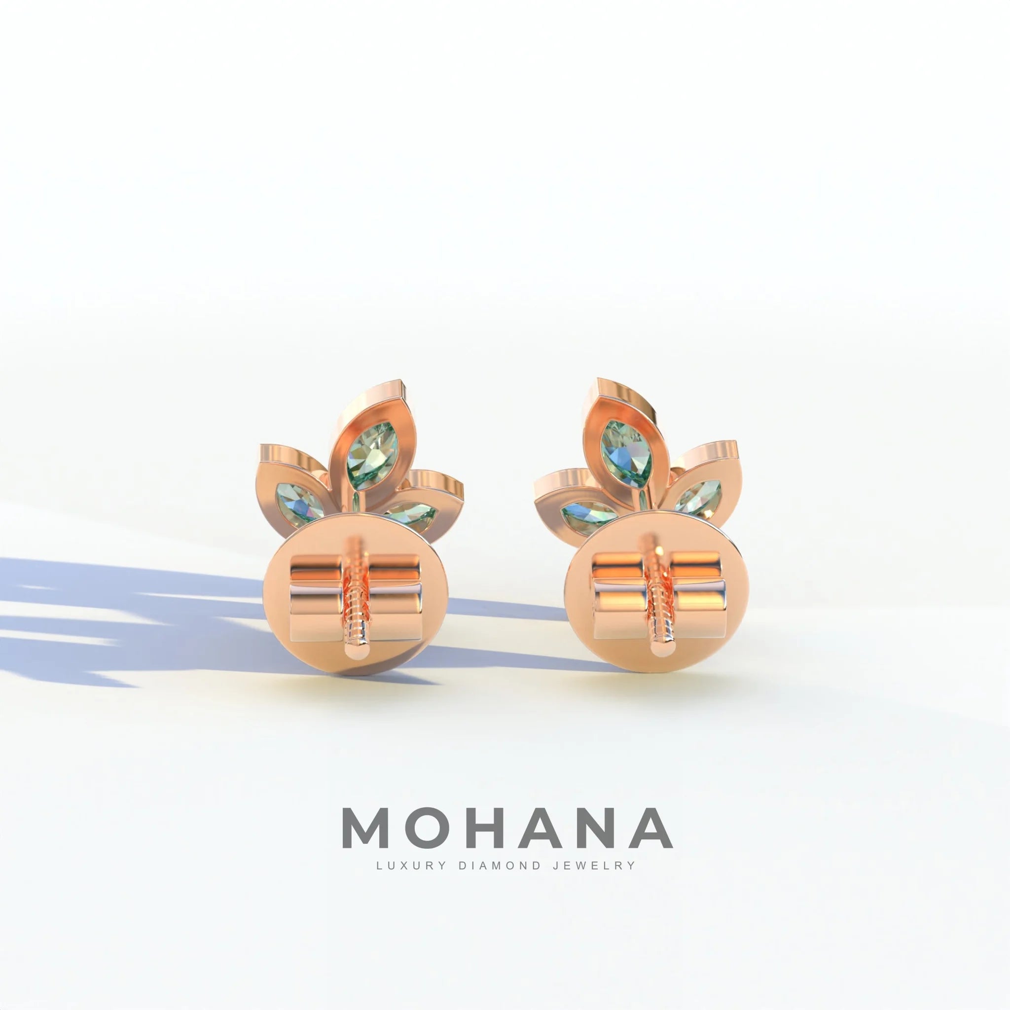Le Petite - Marquise Green Lab Diamond Stud Earrings | Attractive Bezel Setting