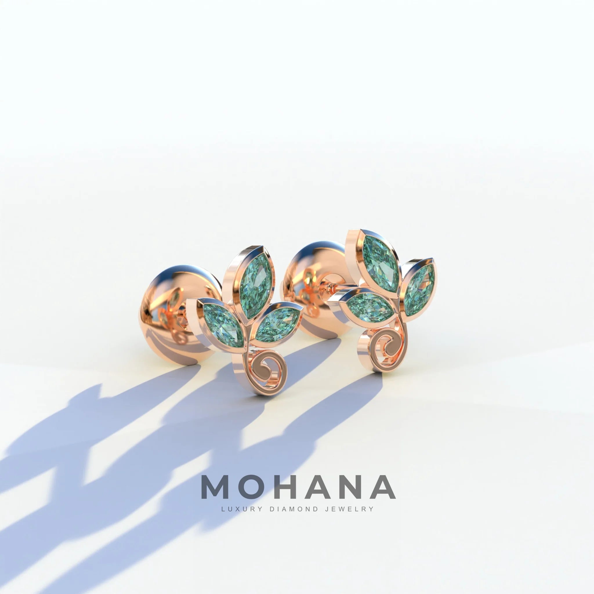 Le Petite - Marquise Green Lab Diamond Stud Earrings | Attractive Bezel Setting
