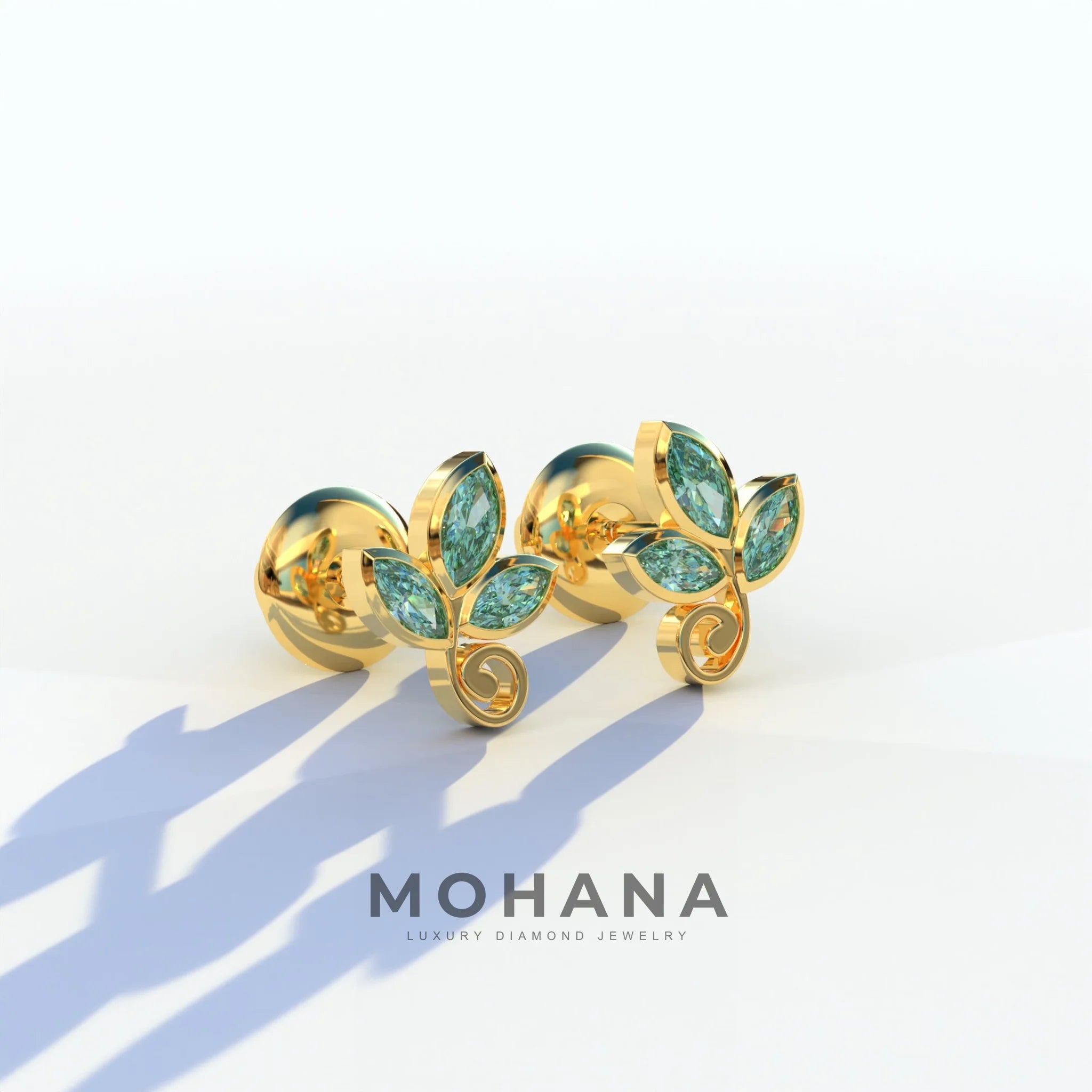 Le Petite - Marquise Green Lab Diamond Stud Earrings | Attractive Bezel Setting