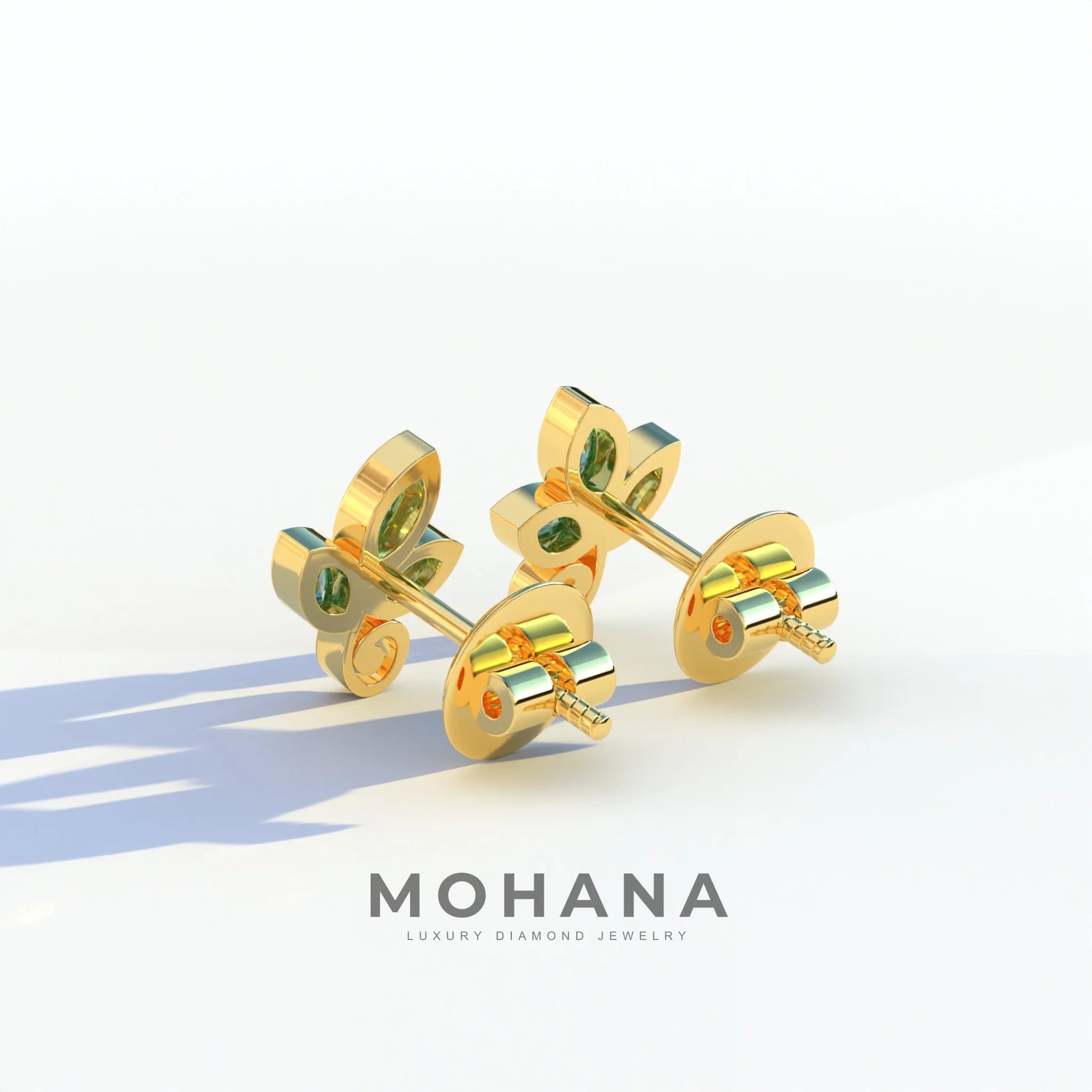Le Petite - Marquise Green Lab Diamond Stud Earrings | Attractive Bezel Setting