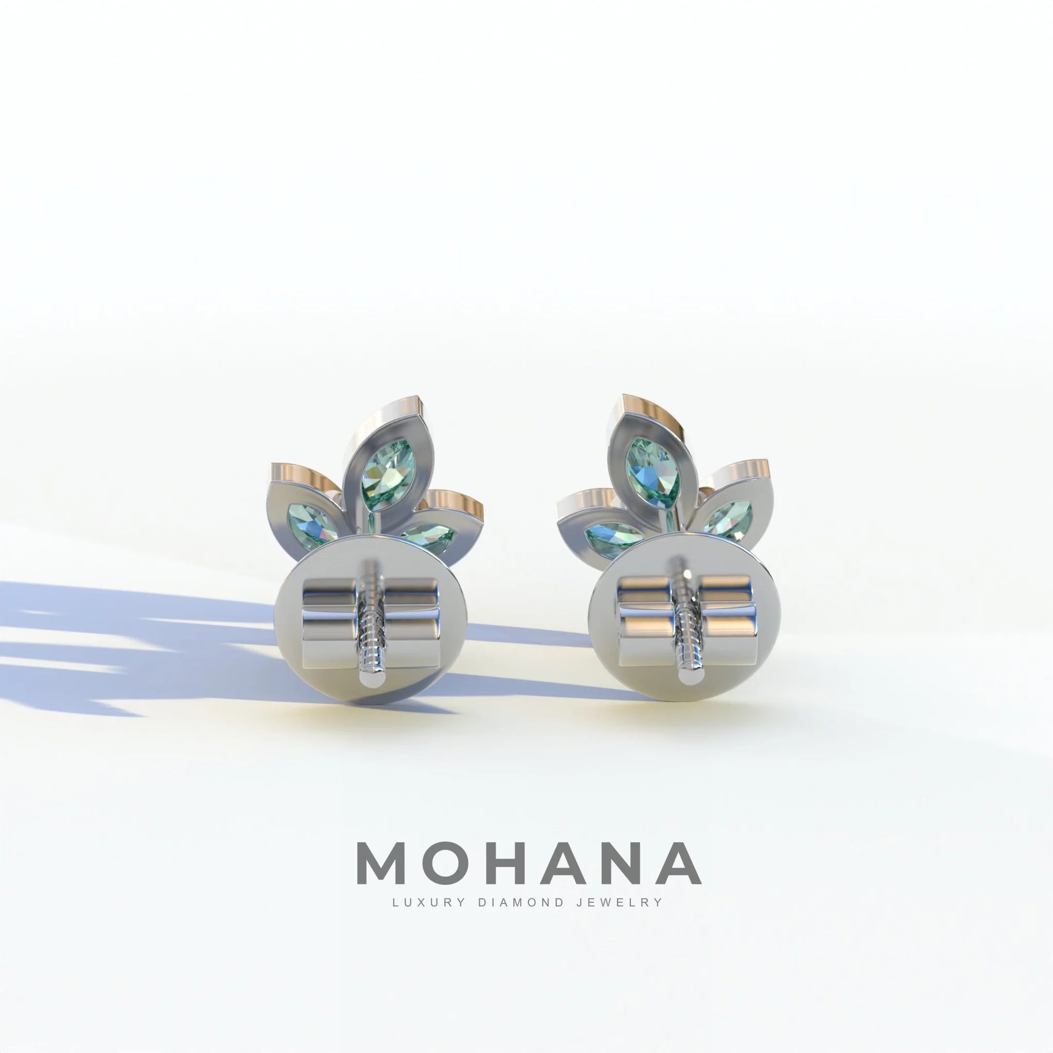 Le Petite - Marquise Green Lab Diamond Stud Earrings | Attractive Bezel Setting